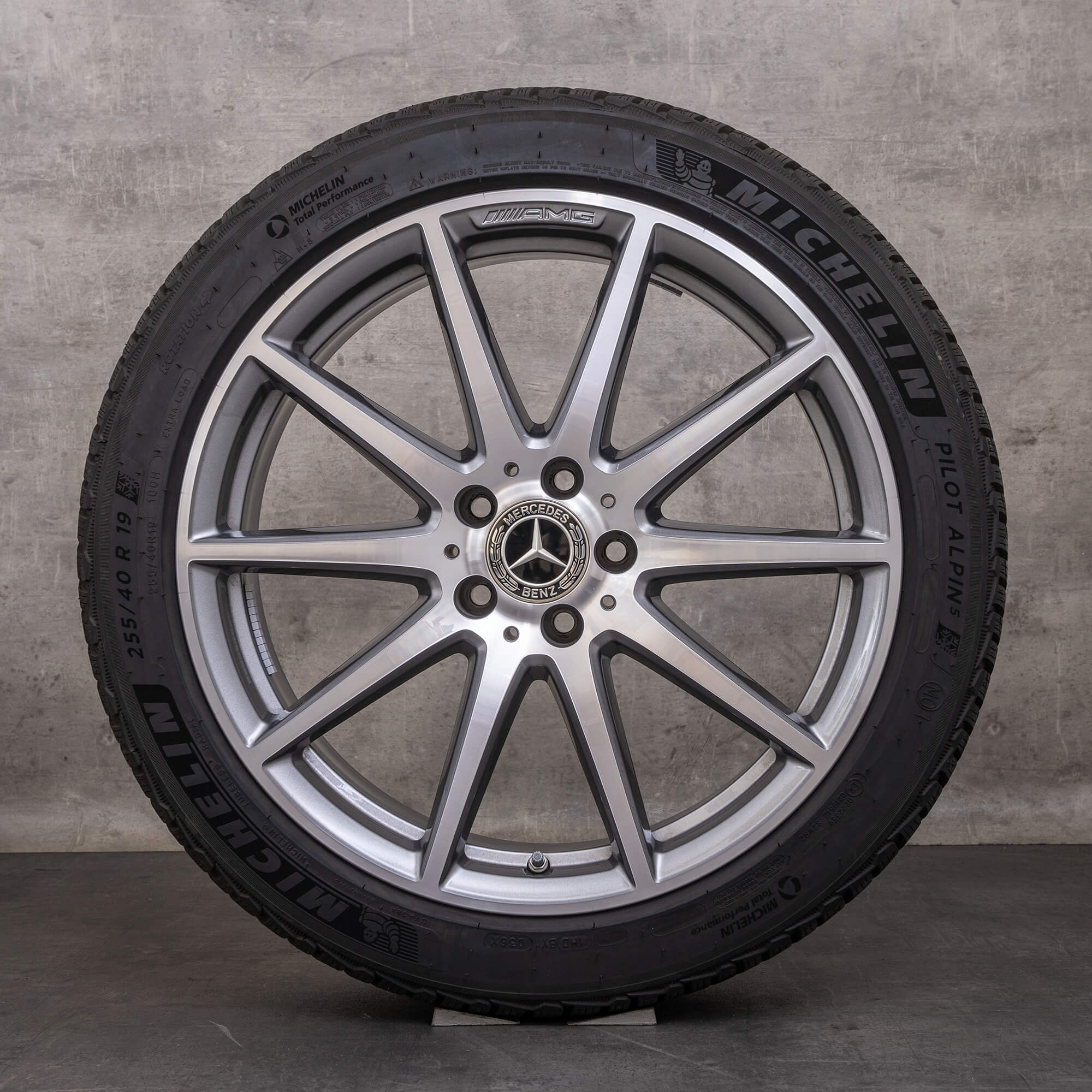 Anvelope de iarnă originale Mercedes Benz C-Class C63 AMG 19 inch W206 S206 jante A2064016900 A2064012800 himalaya grey Lucios