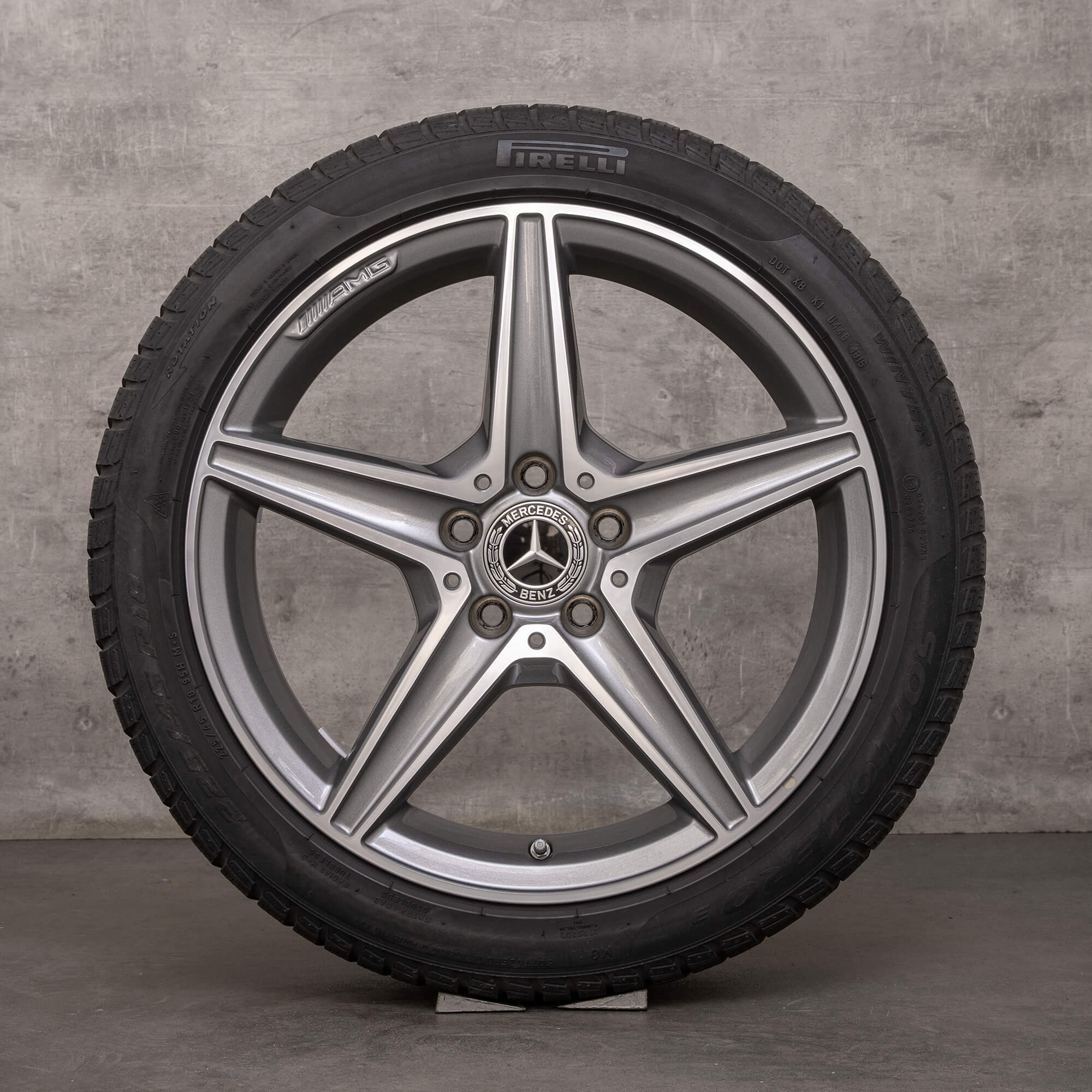 Genuine Mercedes Benz Clase C AMG neumáticos de invierno 18 pulgadas W205 S205 C205 A205 llantas A2054011100 5mm gris himalaya brillante torneado