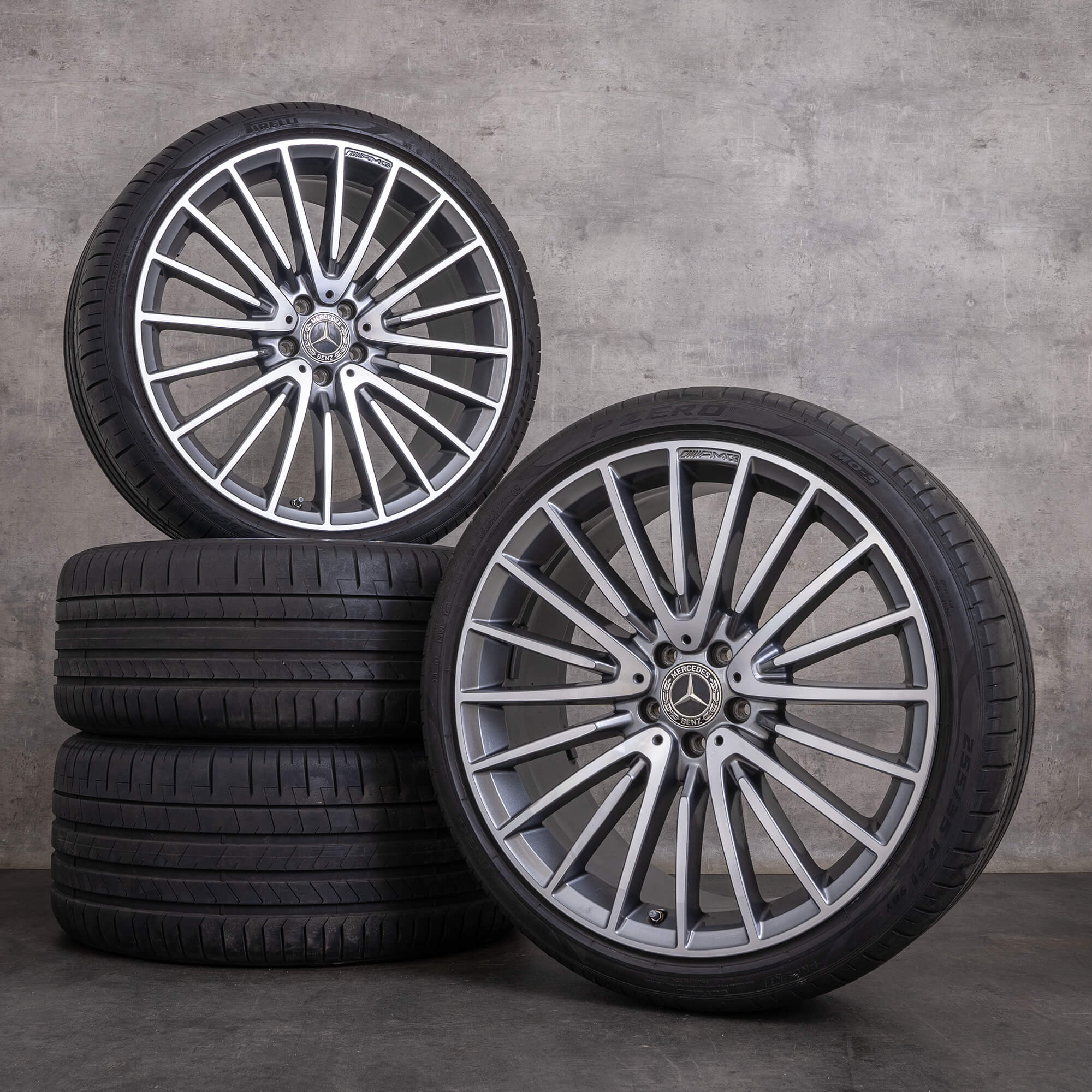 Original Mercedes Benz S-Klasse Felgen 21 Zoll W223 X223 V223 Sommerräder A2234011700 A2234011800 himalaya grey glanzgedreht