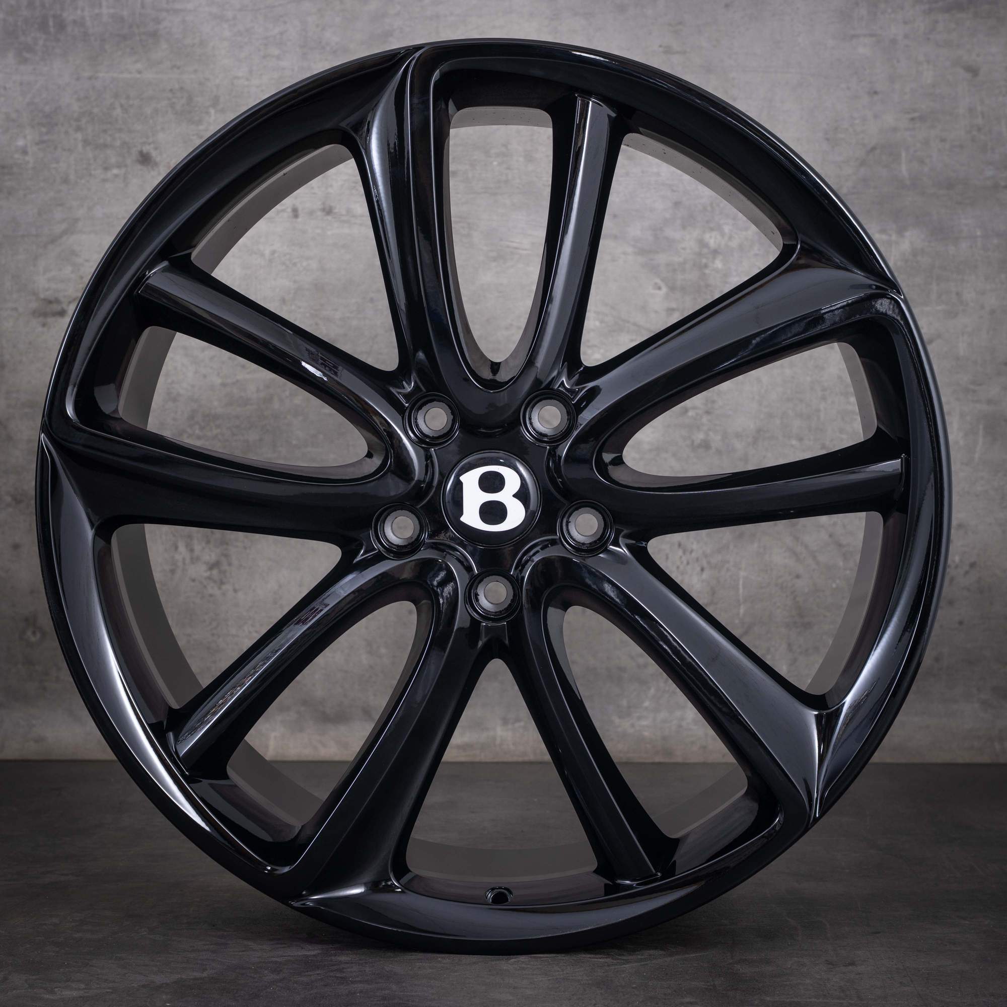 Llantas originales Bentley Continental GT GTC Flying Spur de 22 pulgadas 3S 3SA601025AK 3SA601025AL en negro brillante - llanta 2 de 4