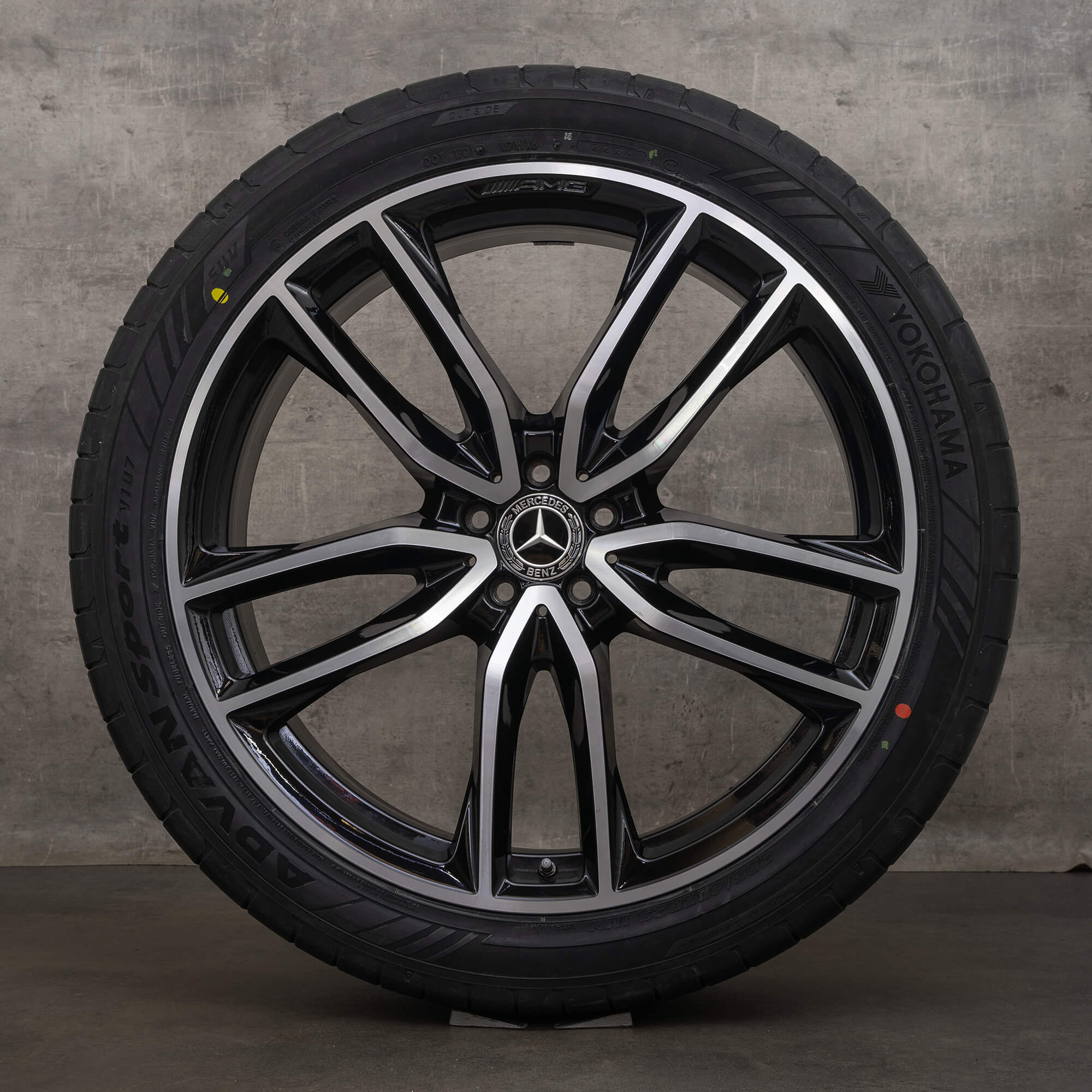 OEM Mercedes Benz GLS AMG rims 23 inch X167 summer wheels A1674017700 A1674017800 black high-gloss