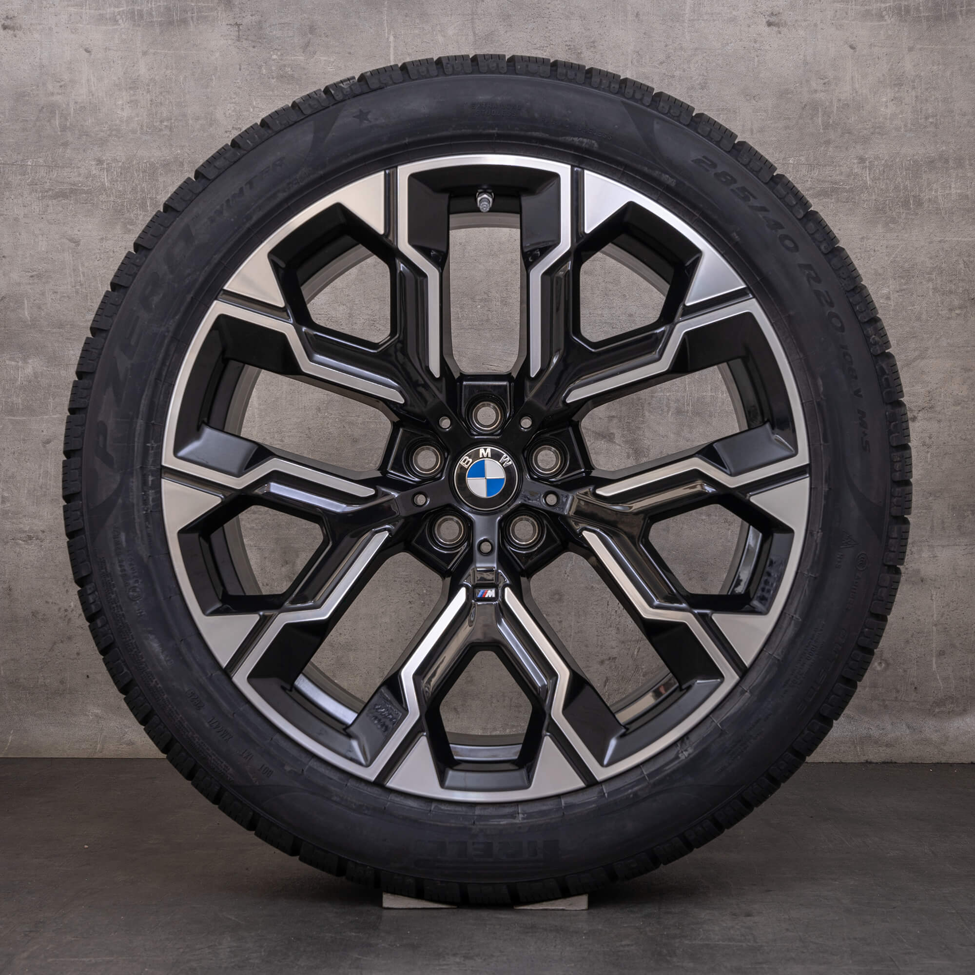 Jantes originais BMW Série 7 i7 20 polegadas G70 Styling 1036 M 5A6F112 5A6F113 e pneus inverno preto brilhante torneado