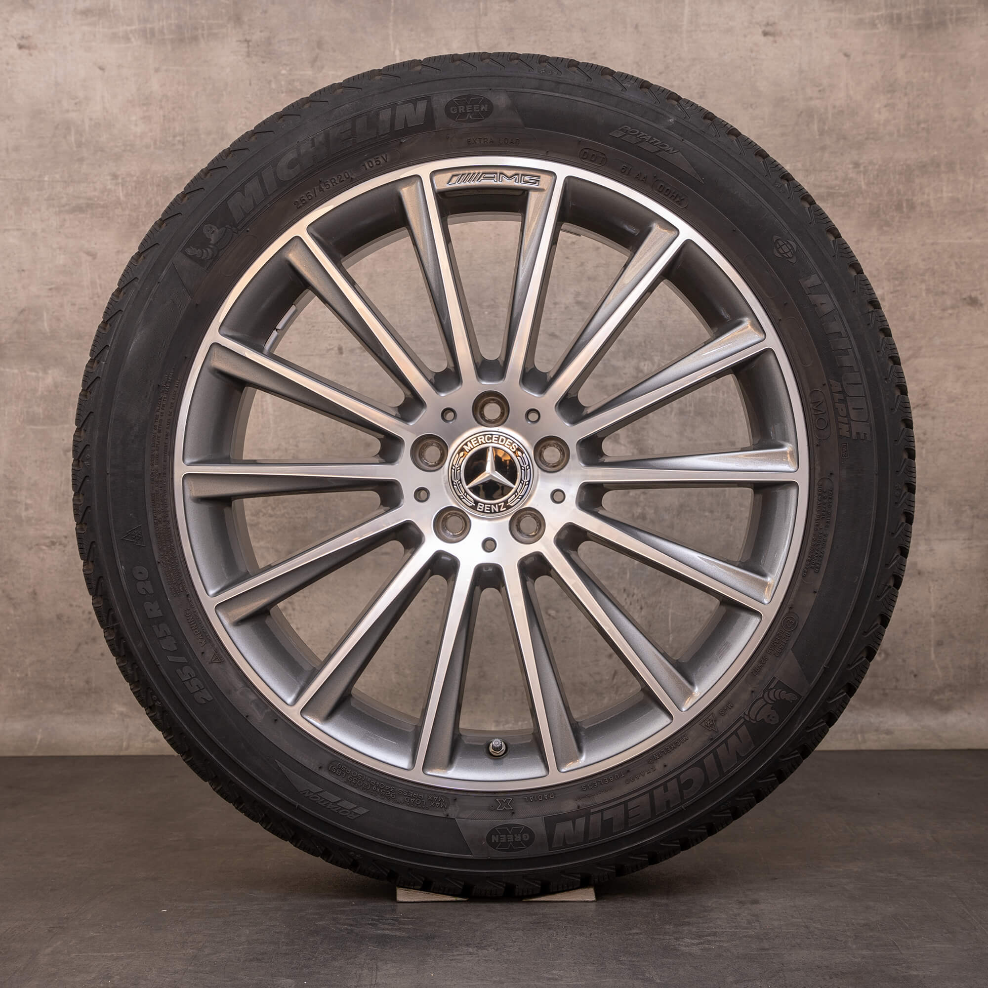 Oryginalne koła zimowe Mercedes Benz GLC AMG 20 cali X253 C253 felgi A2534011900 himalaya szary polerowane