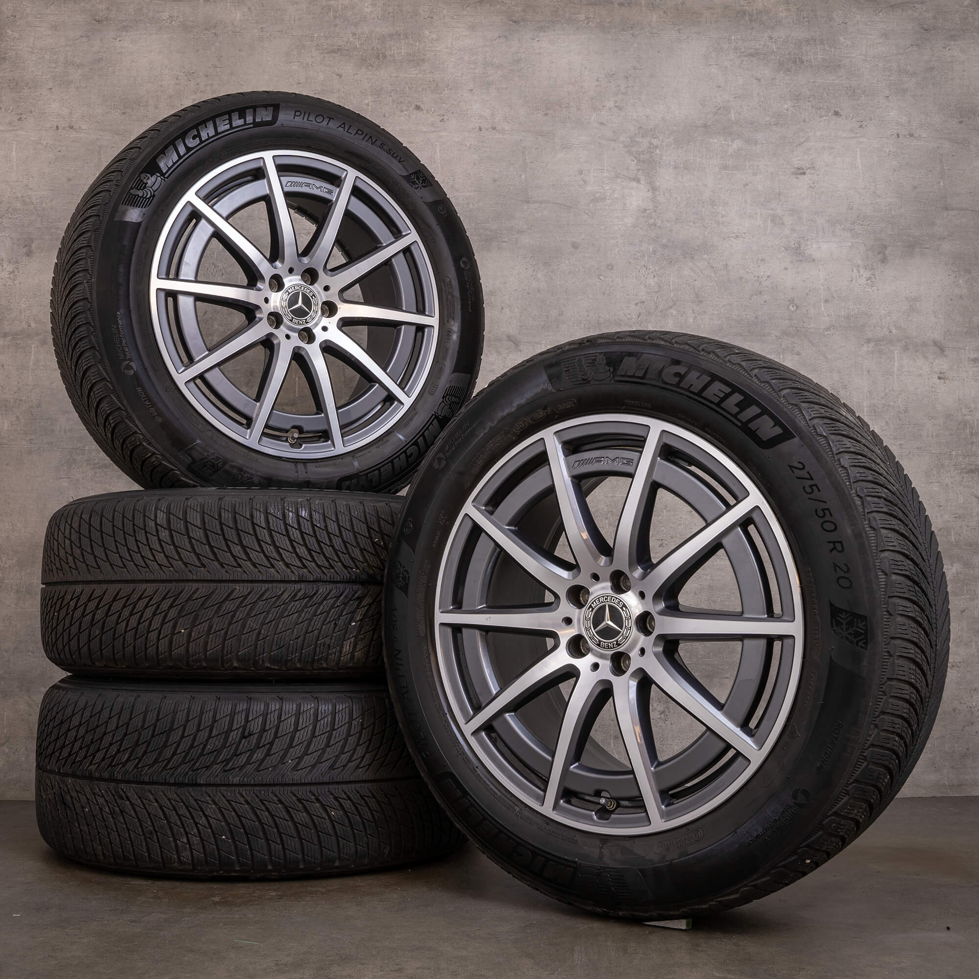 AMG Mercedes Benz GLE 53 63 4Matic+ winterbanden 20 inch V167 velgen A1674014000 A1674014100 himalayagrijs hoogglans gedraaid