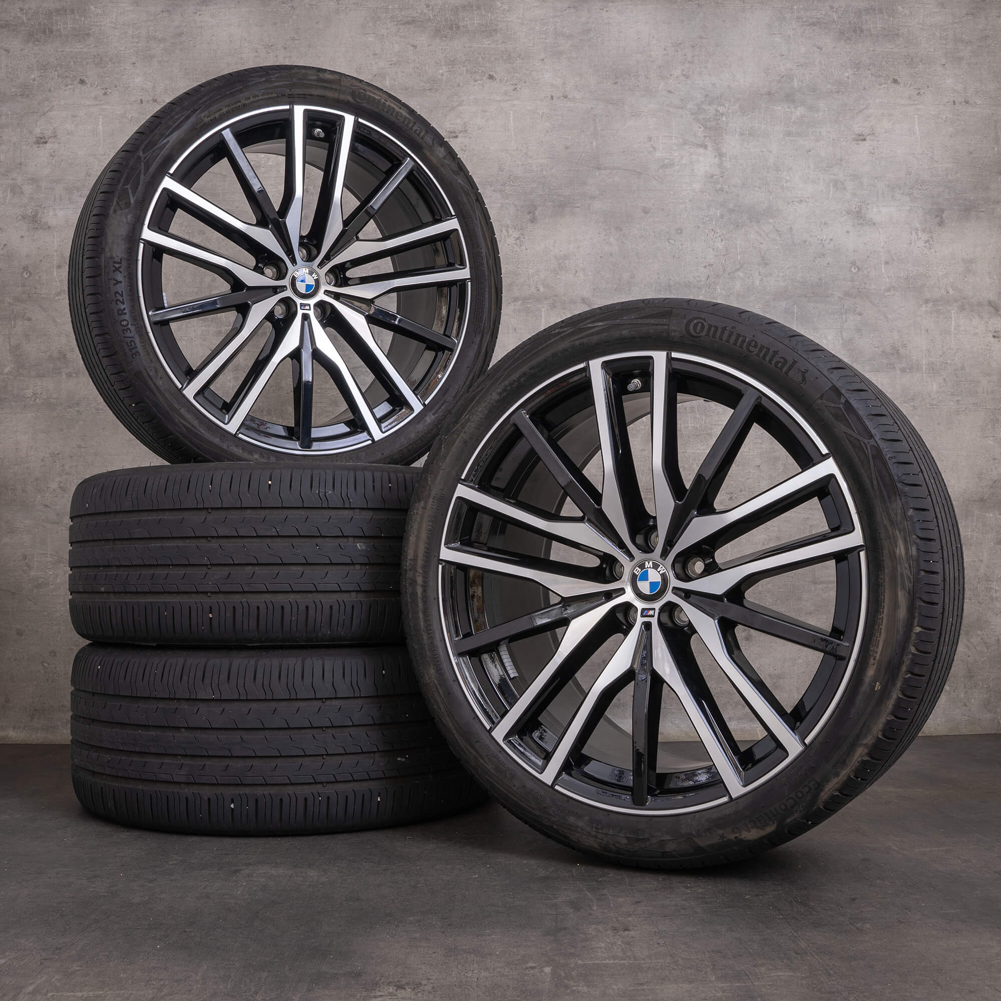 Oryginalał BMW X5 X6 felgi 22 cale G05 G06 koła letnie stylizacja 742 M 8090013 8090014 czarne polerowane toczone