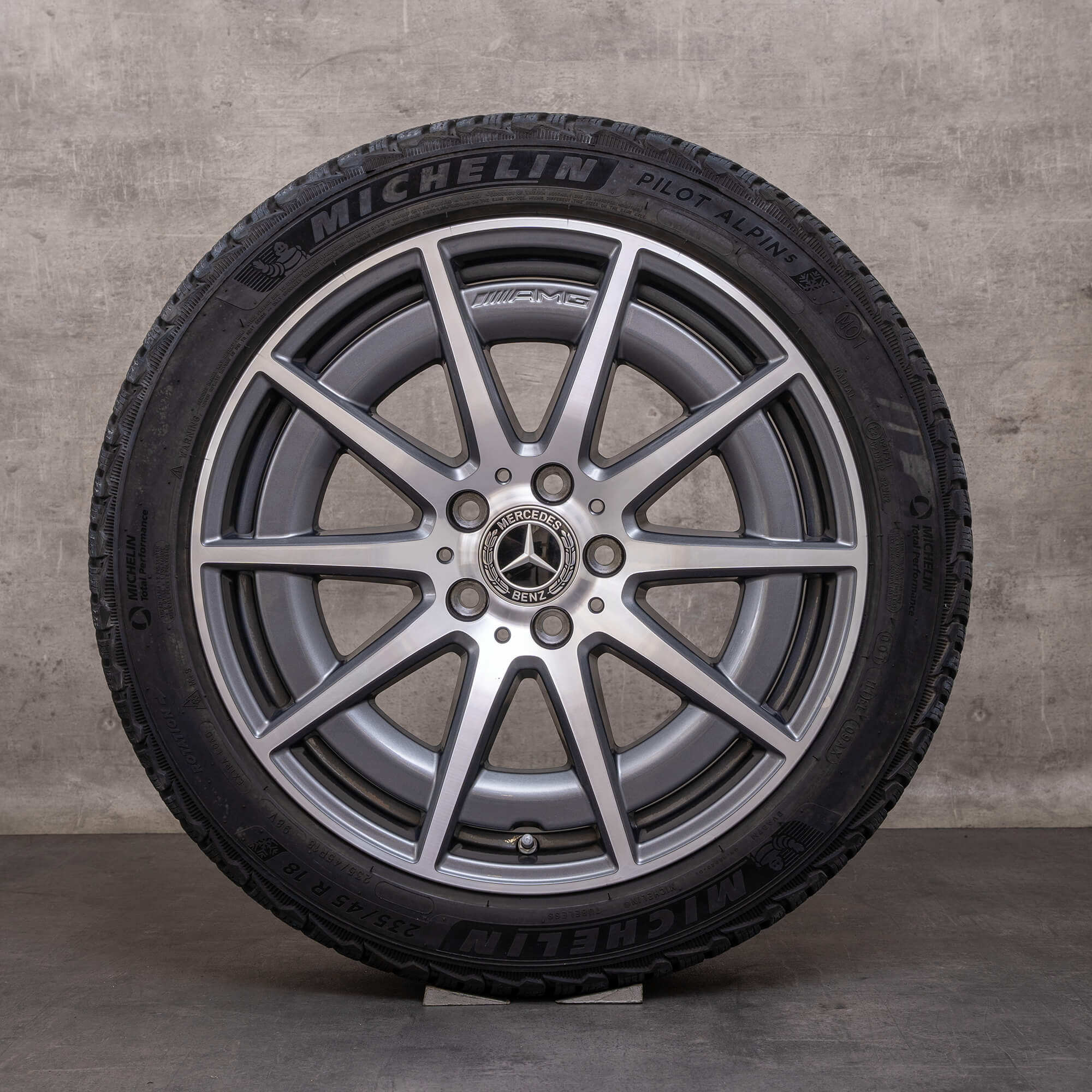 Oryginał Mercedes Benz Klasa C C43 AMG opony zimowe 18 cali W206 S206 Felgi A2064012100 himalaya szary Polerowane