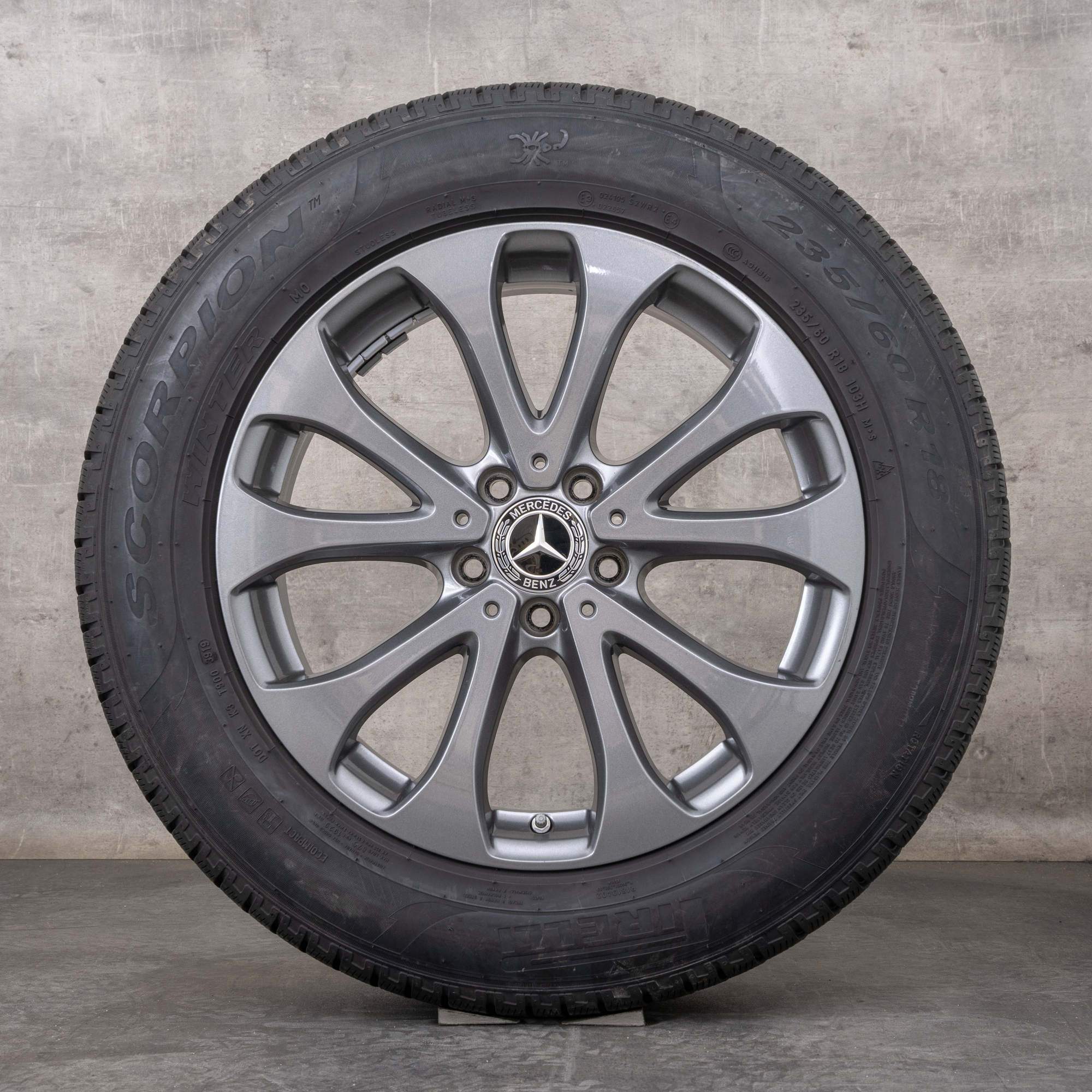 Oryginalne koła zimowe Mercedes Benz GLC 18 cali X253 C253 Felgi A2534011500 himalaya szary błyszczący