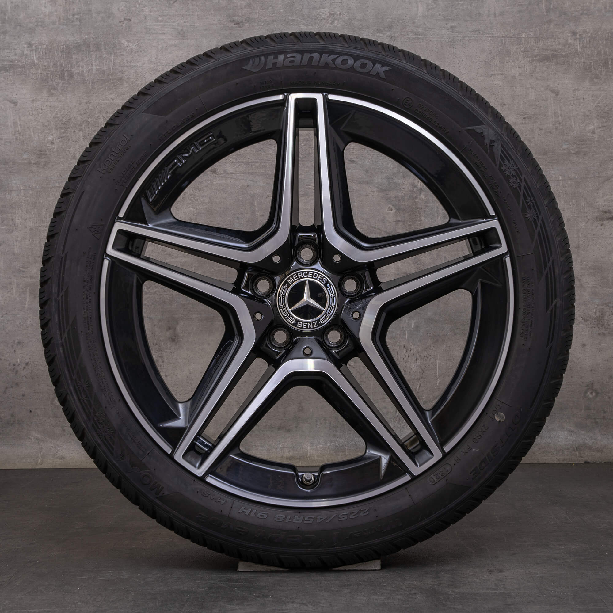 Orijinal Mercedes Benz A B Sınıfı CLA AMG kış jant lastik 18 inç W177 V177 W247 X118 C118 jantlar A1774011500 siyah parlak tornalanmış