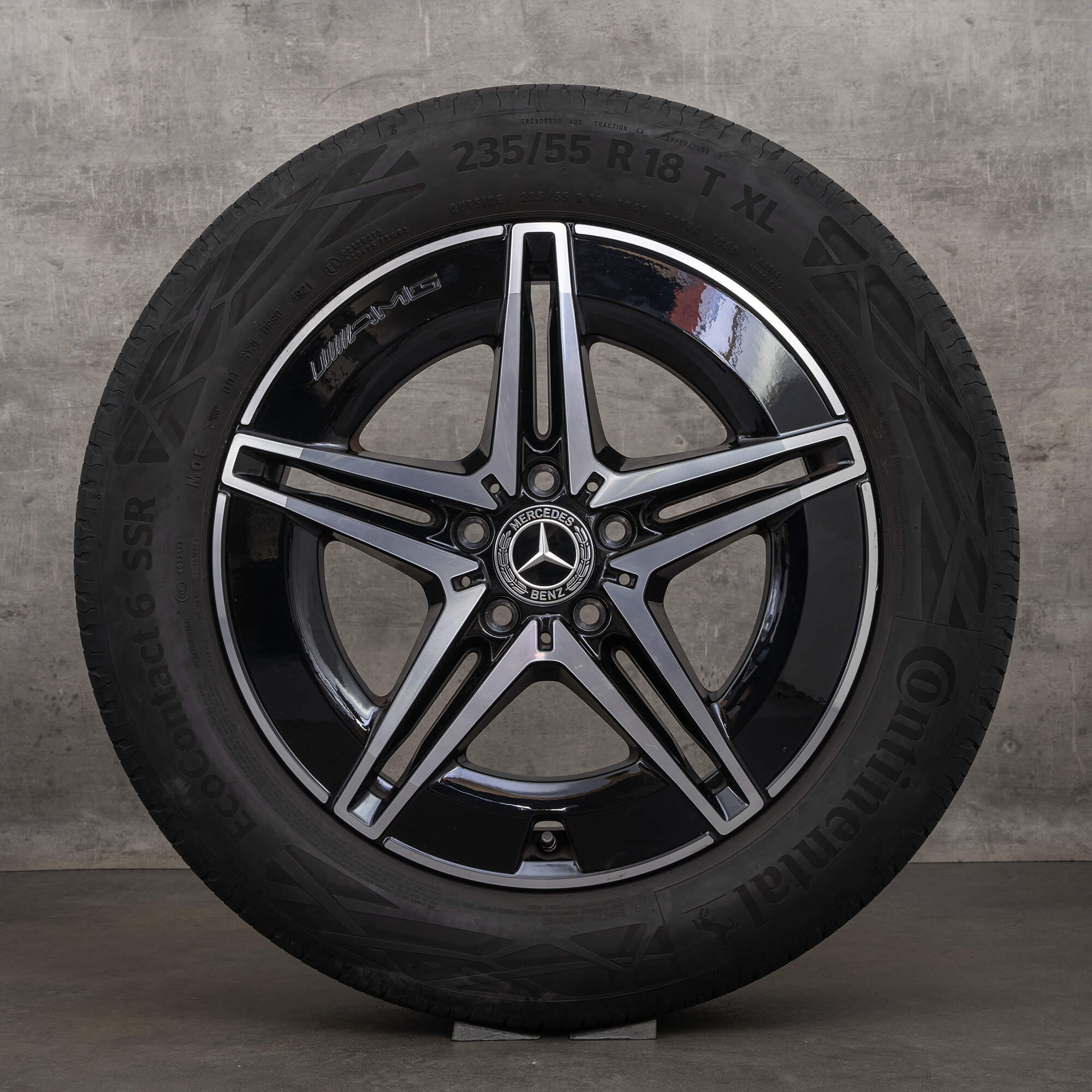 Original Mercedes Benz EQA EQB AMG Felgen 18 Zoll H243 X243 Sommerräder A2434011700 schwarz glanzgedreht
