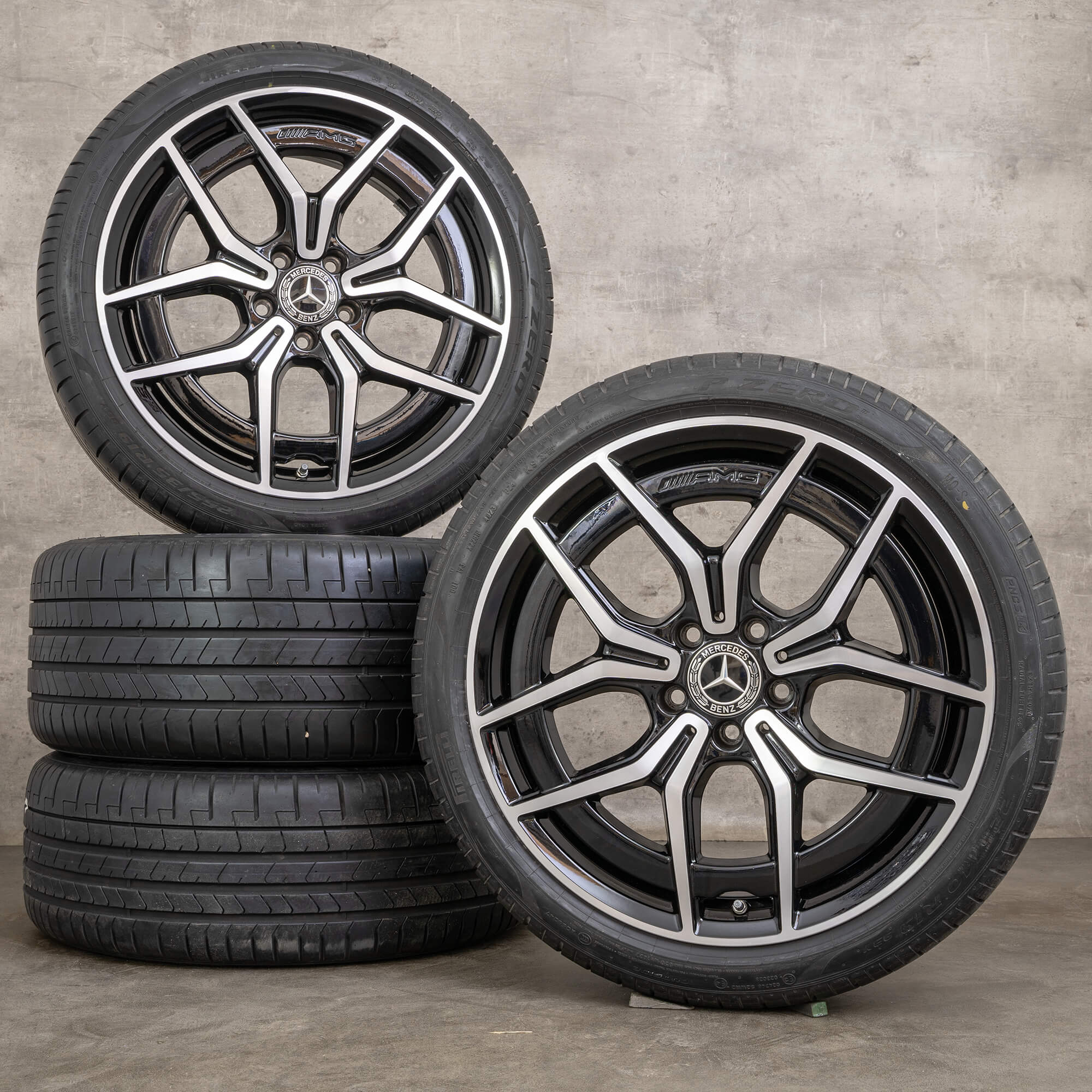 OEM AMG Mercedes Benz C-Class rims 19 inch W206 S206 summer wheels A2064016700 A2064016800 black glossy turned