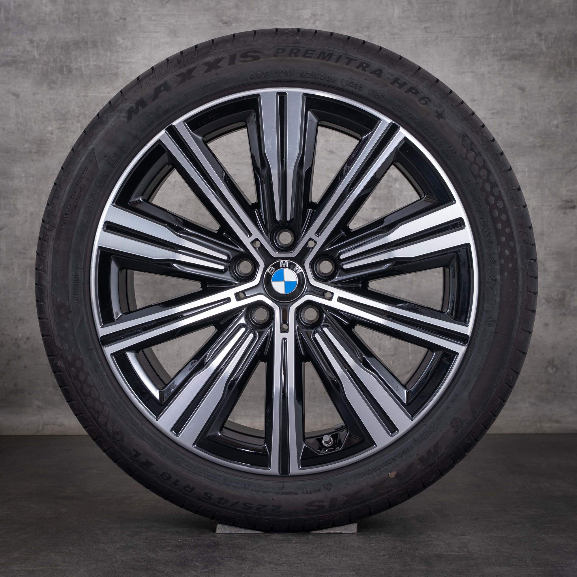Original BMW 2er 3er 4er Felgen 18 Zoll G42 G20 G21 G22 G23 Sommerräder Styling 782 6883524 jet black uni Front glanzgedreht - Rad 1 von 4