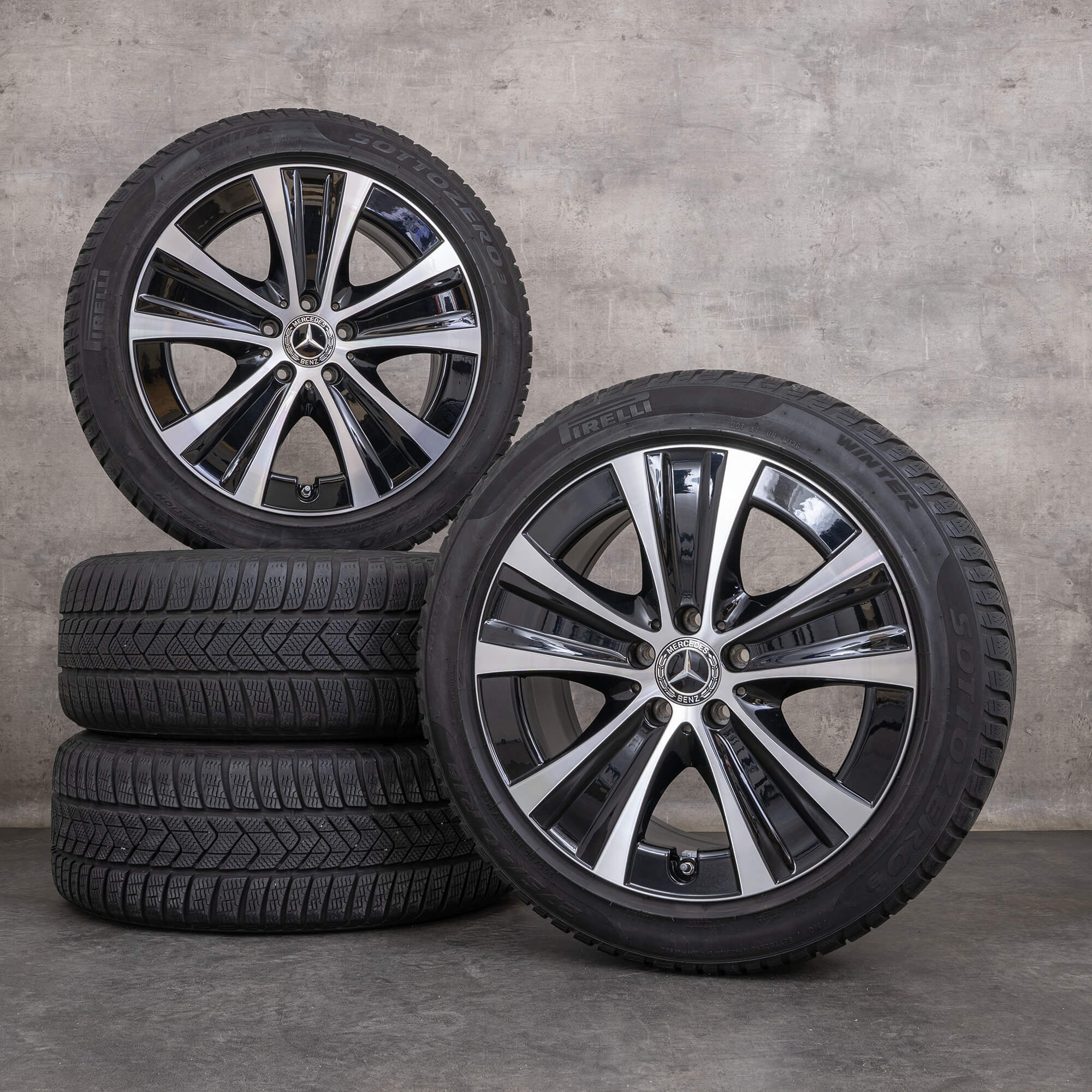 Alkuperäiset Mercedes Benz E-sarjan talvirenkaat 18 tuuman W213 S213 C238 A238 vanteet A2134013700 A2134015300 musta kiillotettu käännetty