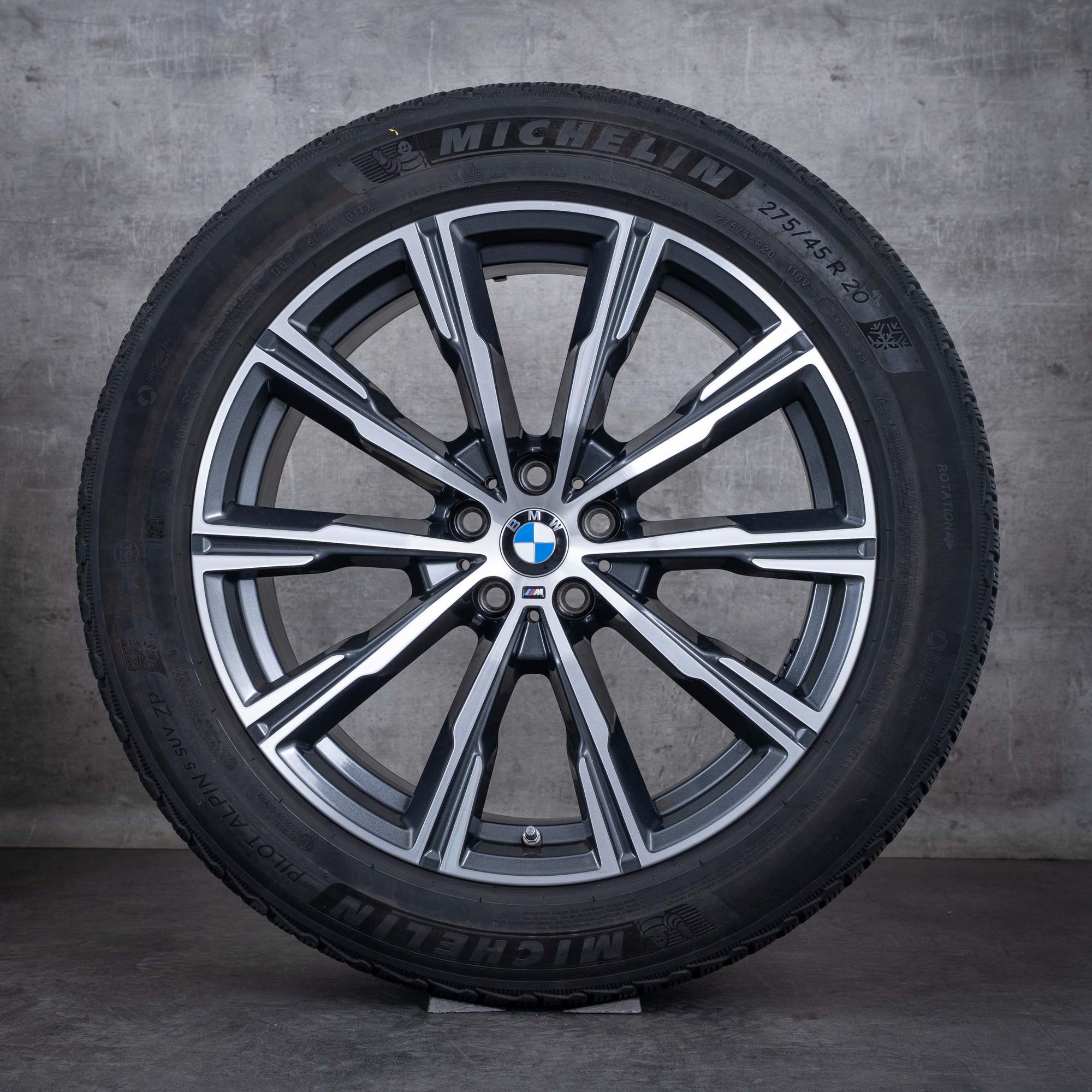 Oryginalał BMW X5 X6 koła zimowe 20 cali G05 G06 felgi stylizacja 740 M 8071996 orbit szary polerowane