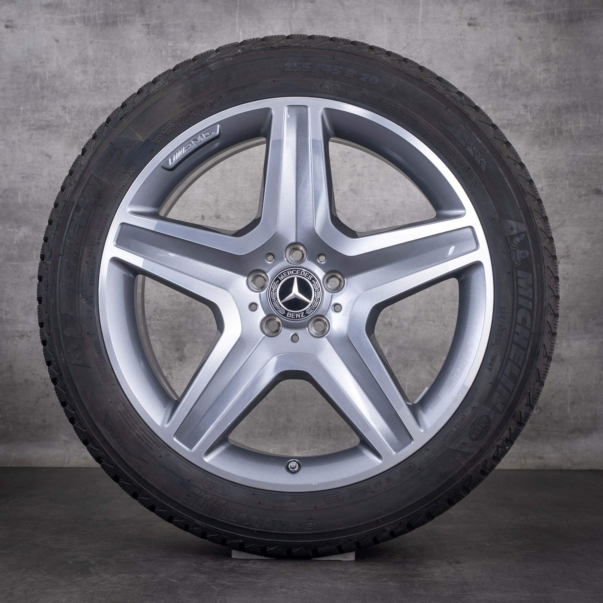 Original Mercedes Benz GLE & 43 AMG Winterräder 20 Zoll W166 Felgen A1664012002 himalaya grey glanzgedreht