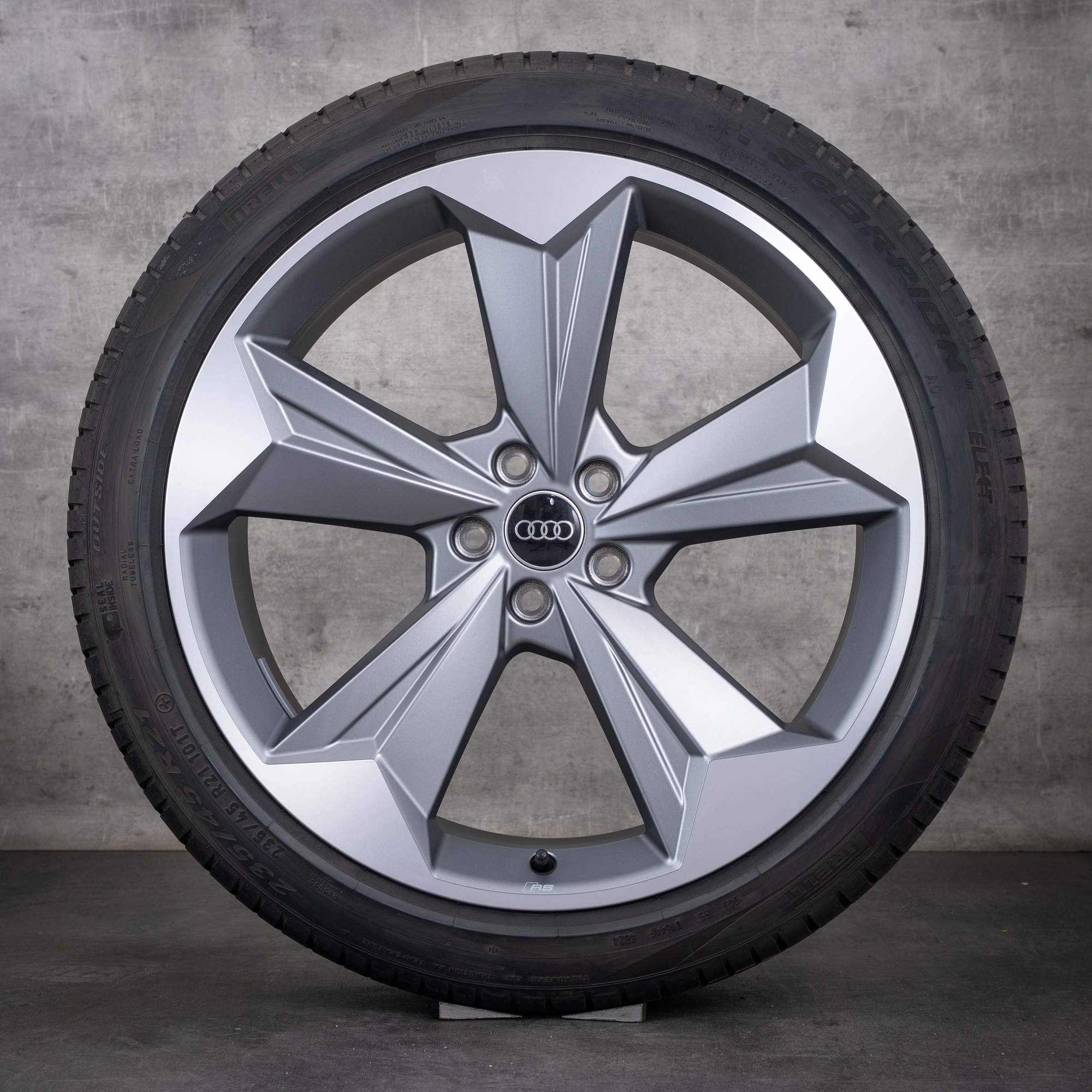 Original Audi Q4 e-tron Felgen 21 Zoll Sportback SUV Sommerräder 89A601025 89A601025R grau matt glanzgedreht