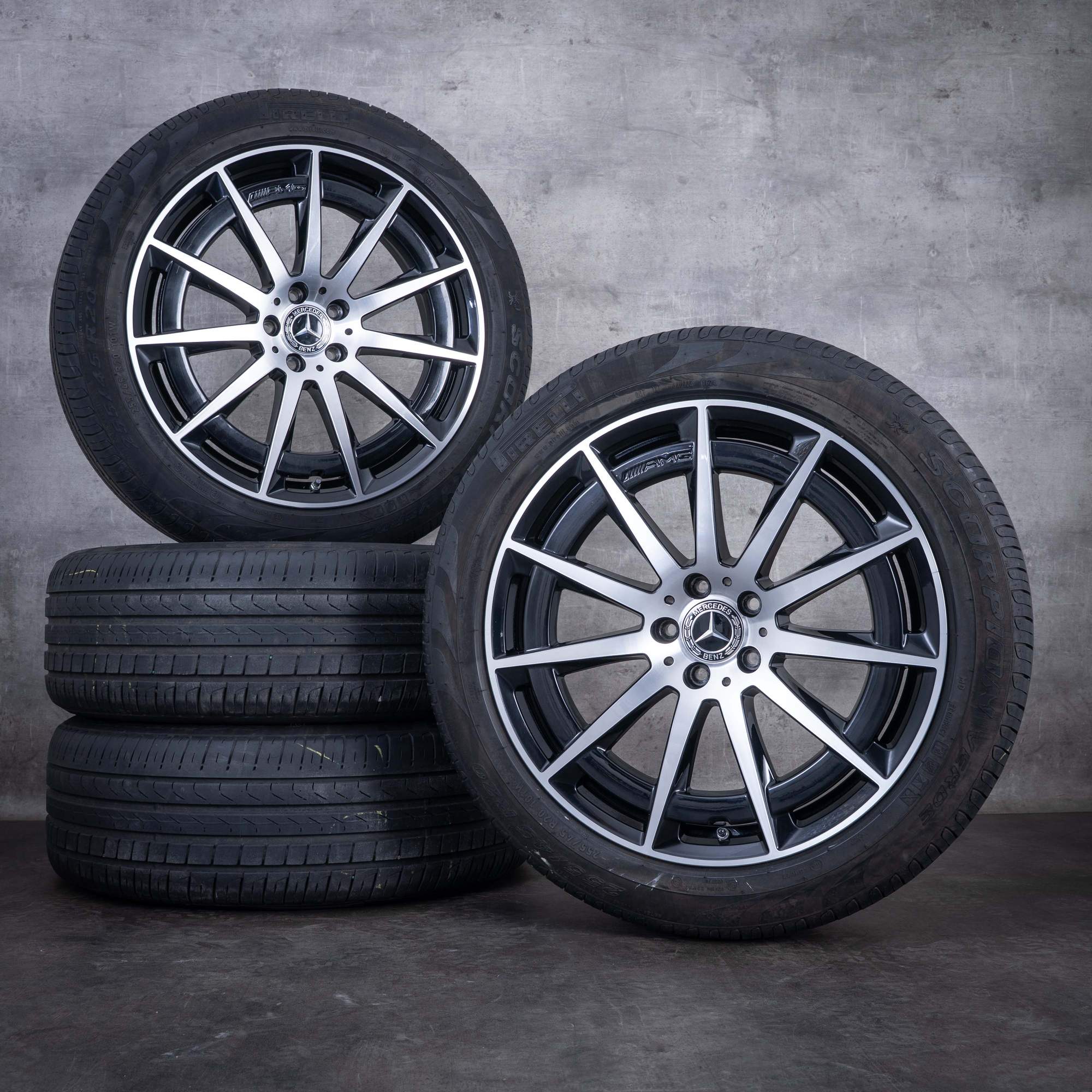 OEM Mercedes-Benz EQC 20inch N293 summer wheels A2934010800 A2934010900 Black Front diamond cut