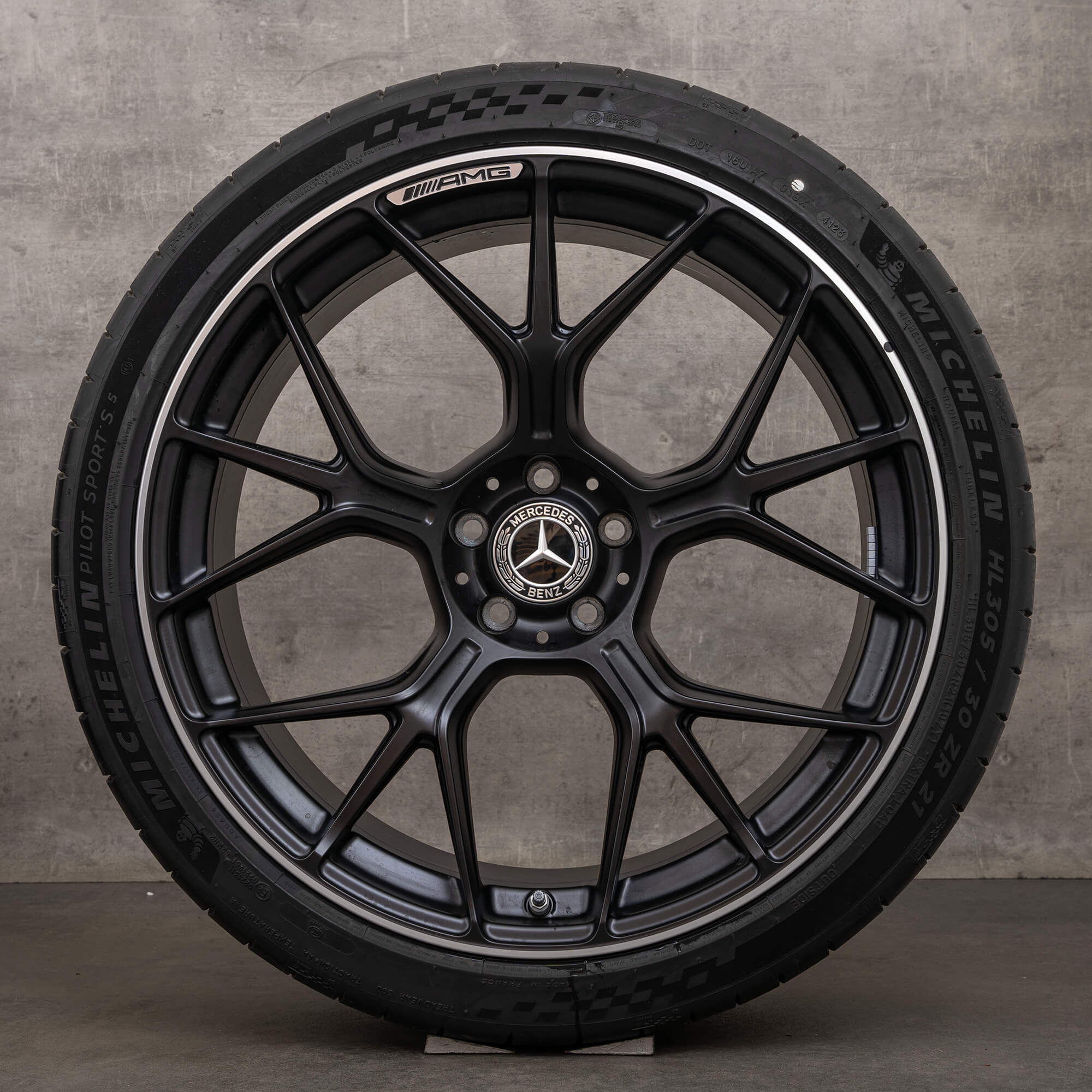 Äkta Mercedes Benz AMG GT 55 63 S E Performance PRO 4Matic+ fälgar 21 tum C192 sommarhjul A1924011300 A1924011400 svart matt glansig svarvad NY