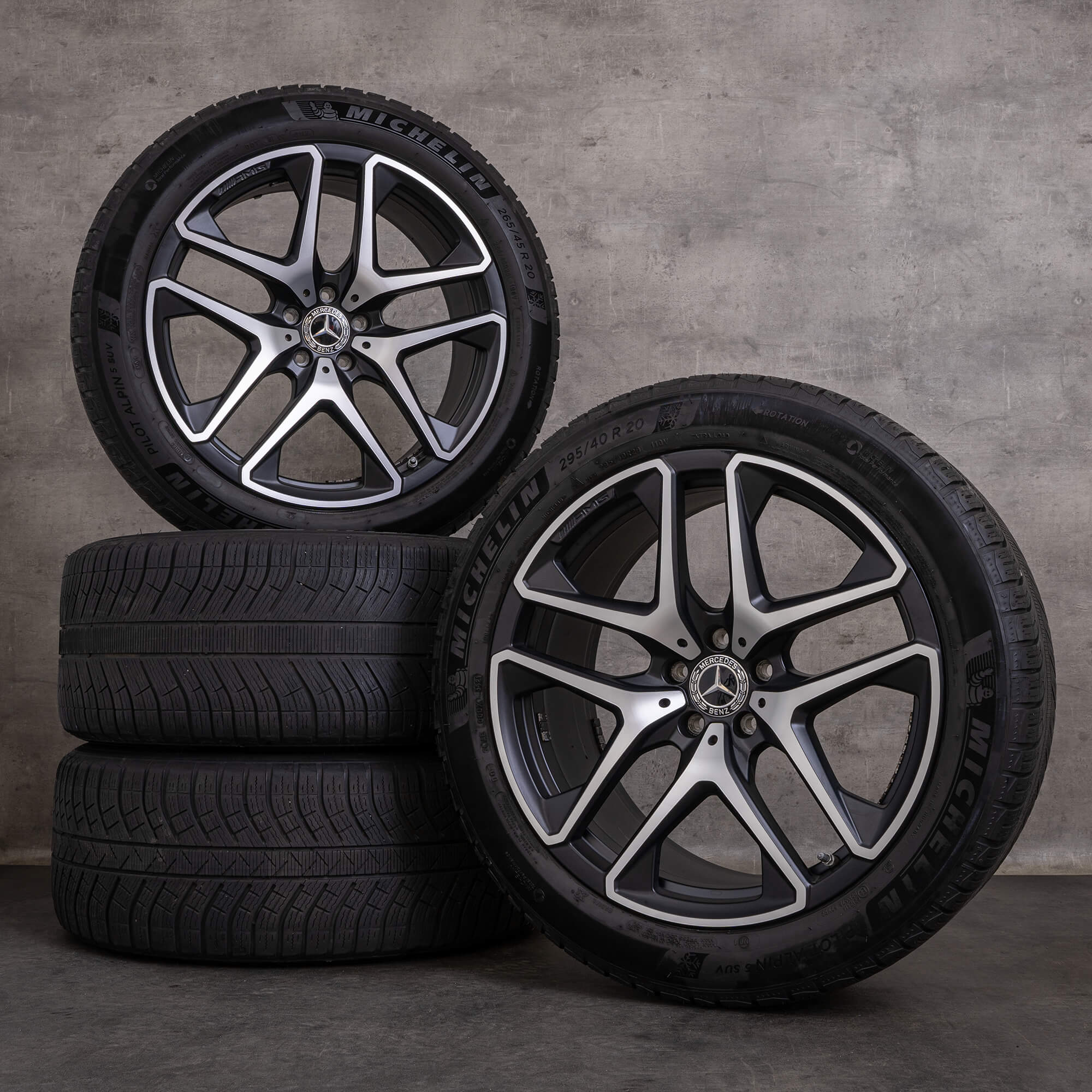 Originale Mercedes Benz GLC 63 & S AMG vinterdæk med fælge 20 tommer X253 C253 A2534013600 A2534013700 sort mat blank drejet