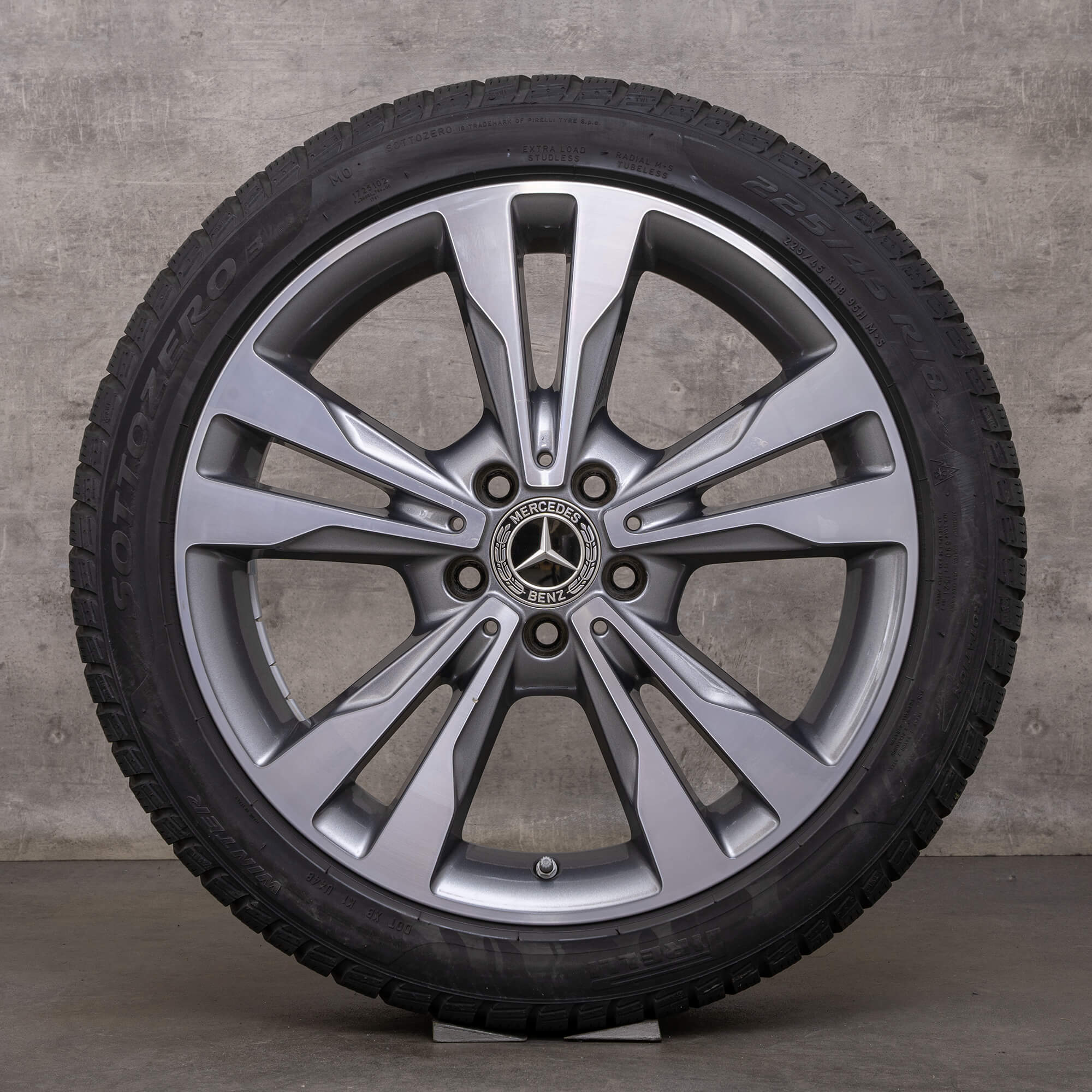 Llantas de invierno originales Mercedes Benz Clase C 18 pulgadas W205 S205 C205 A205 llantas A2054012802 gris himalaya torneado brillante