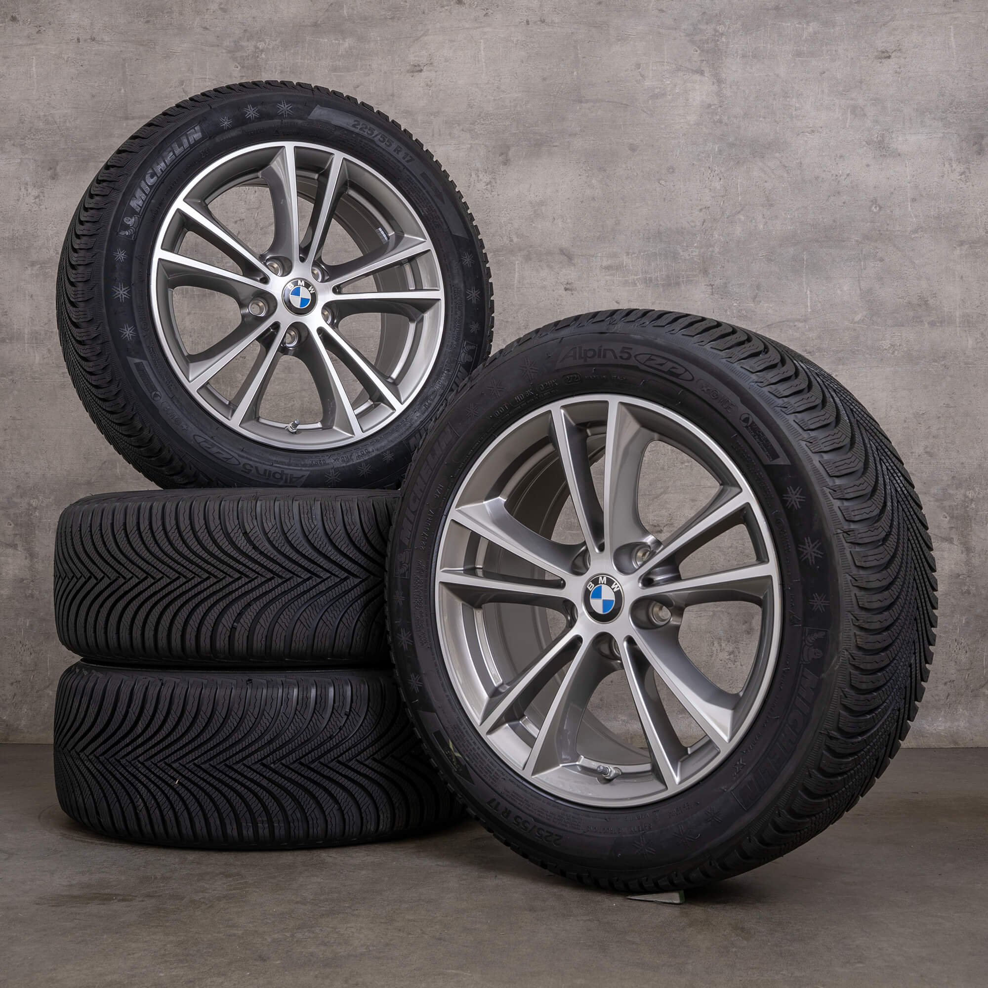 Original BMW 5er Winterräder 17 Zoll G30 G31 Felgen Styling 631 6863417 ferric grey front polish NEU