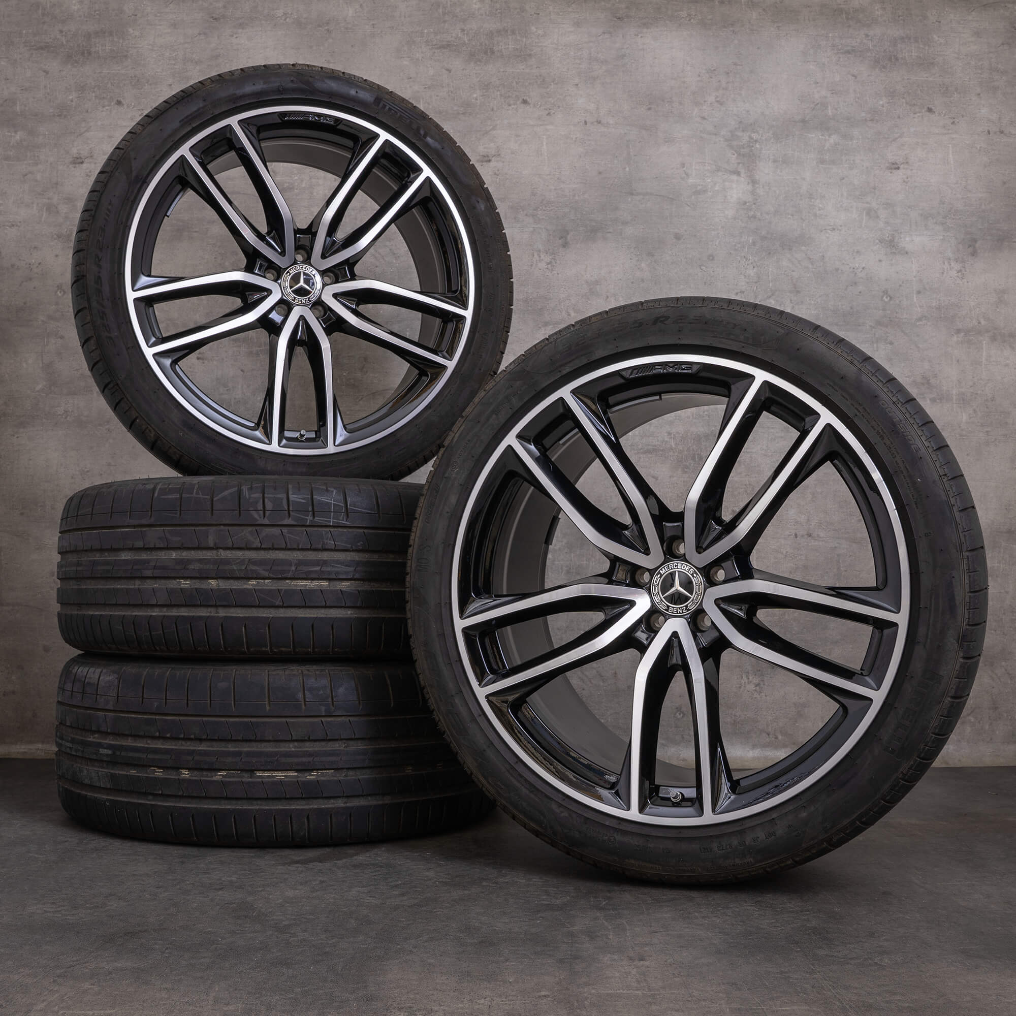 Alkuperäiset Mercedes Benz GL GLS AMG vanteet 23 tuuman X167 kesäpyörät A1674017700 A1674017800 musta kiillotettu
