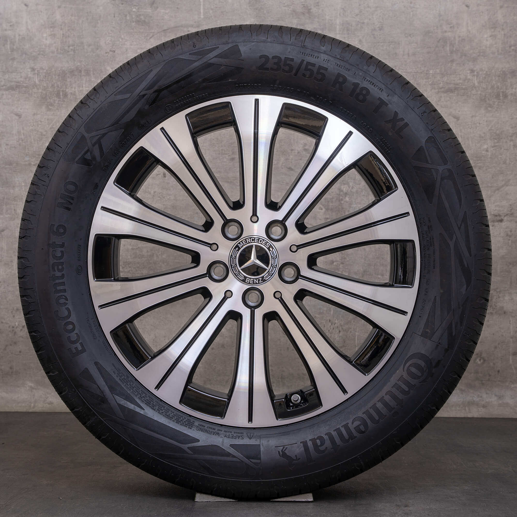 Oryginał Mercedes Benz EQA EQB Felgi 18 cali H243 X243 koła letnie A2434010000 czarny Polerowane