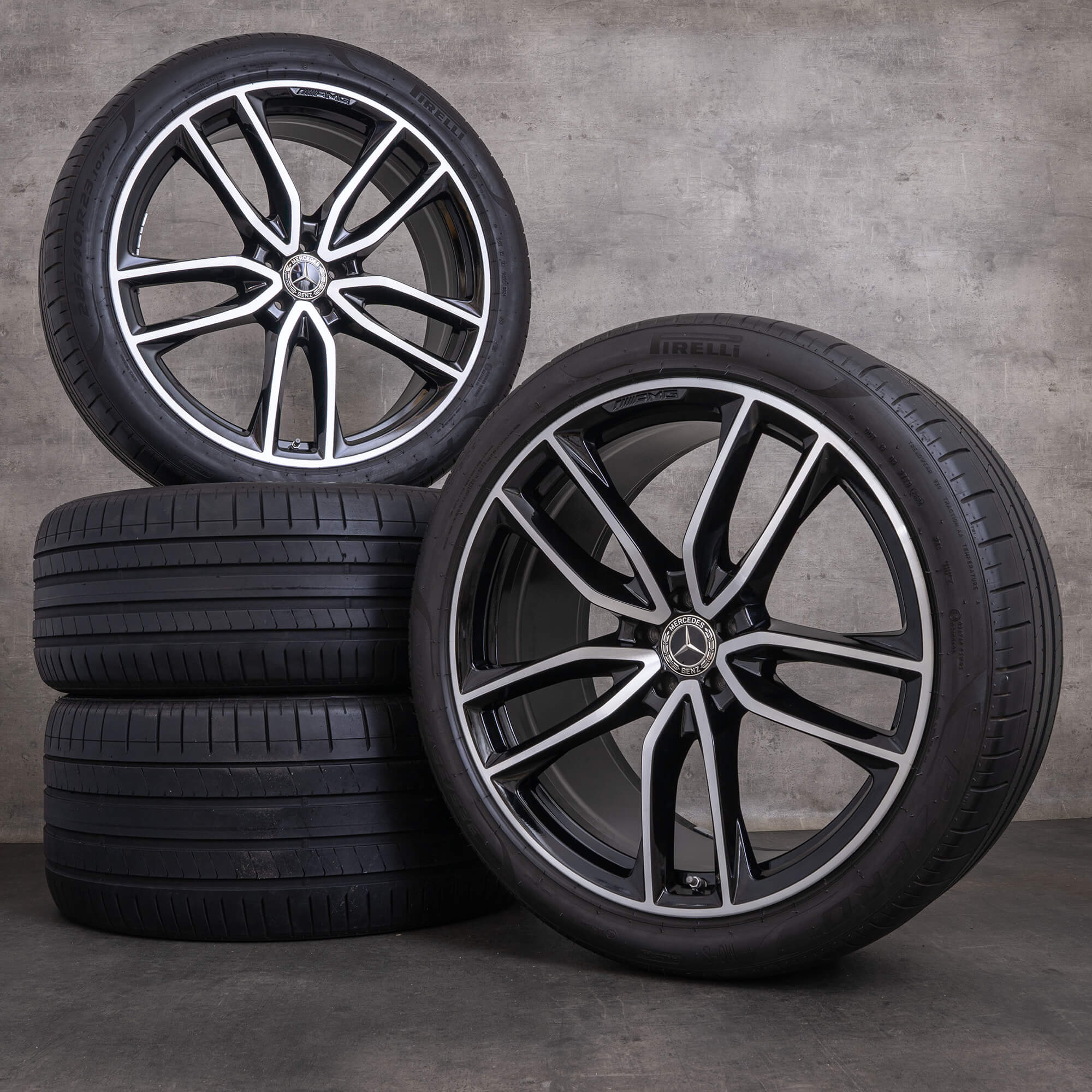 Orijinal Mercedes Benz GL GLS AMG jantlar 23 inç X167 yaz jant lastik A1674017700 A1674017800 siyah parlak tornalı