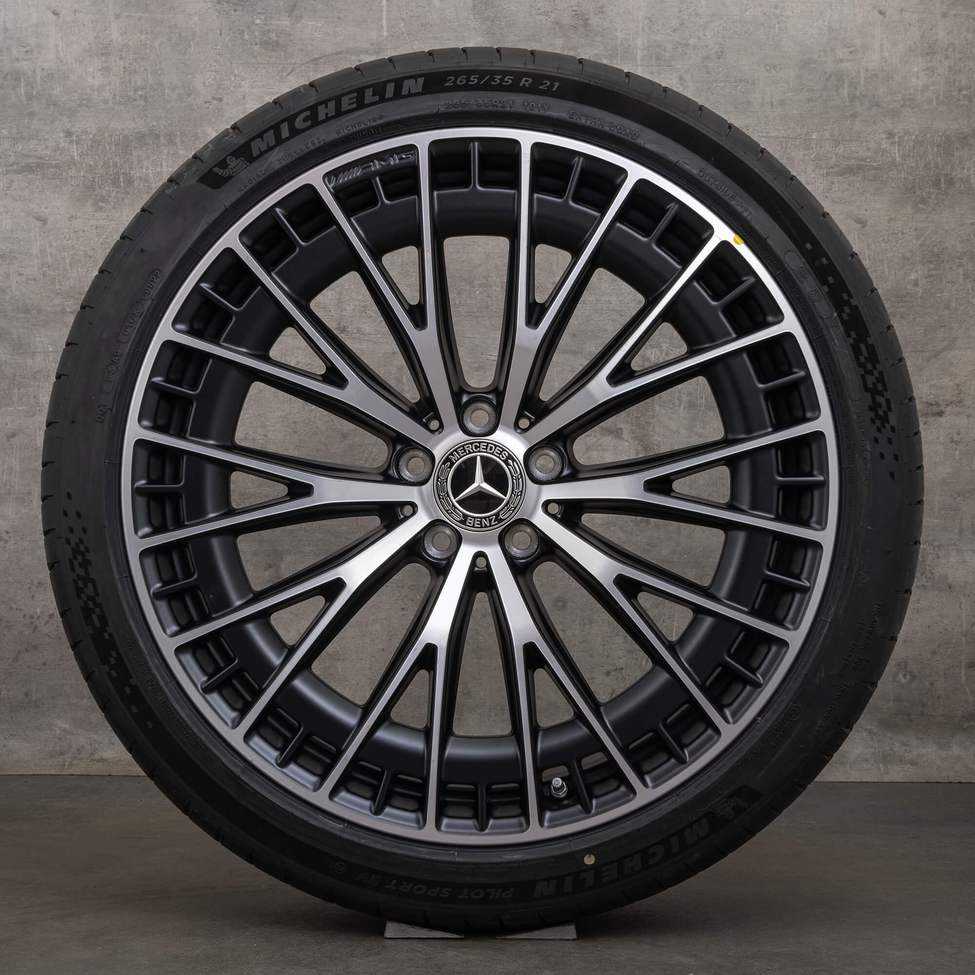 Originele Mercedes Benz EQE 43 53 AMG winterwielen 21 inch V295 velgen A2954012900 A2954013000 zwart mat gepolijst