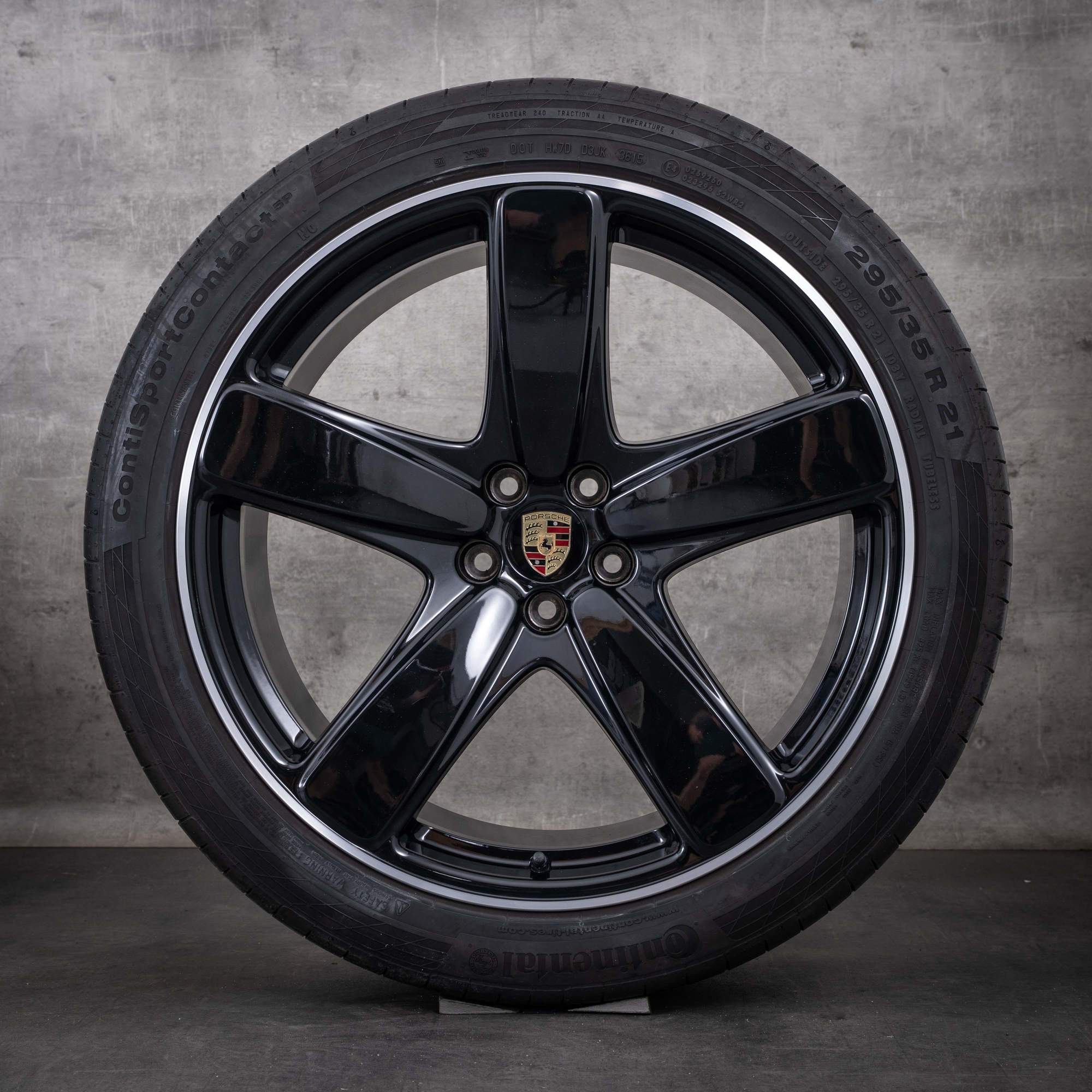 Original Porsche Macan II Felgen 21 Zoll Sommerräder 95B601025AC 95B601025AE schwarz glanzgedreht