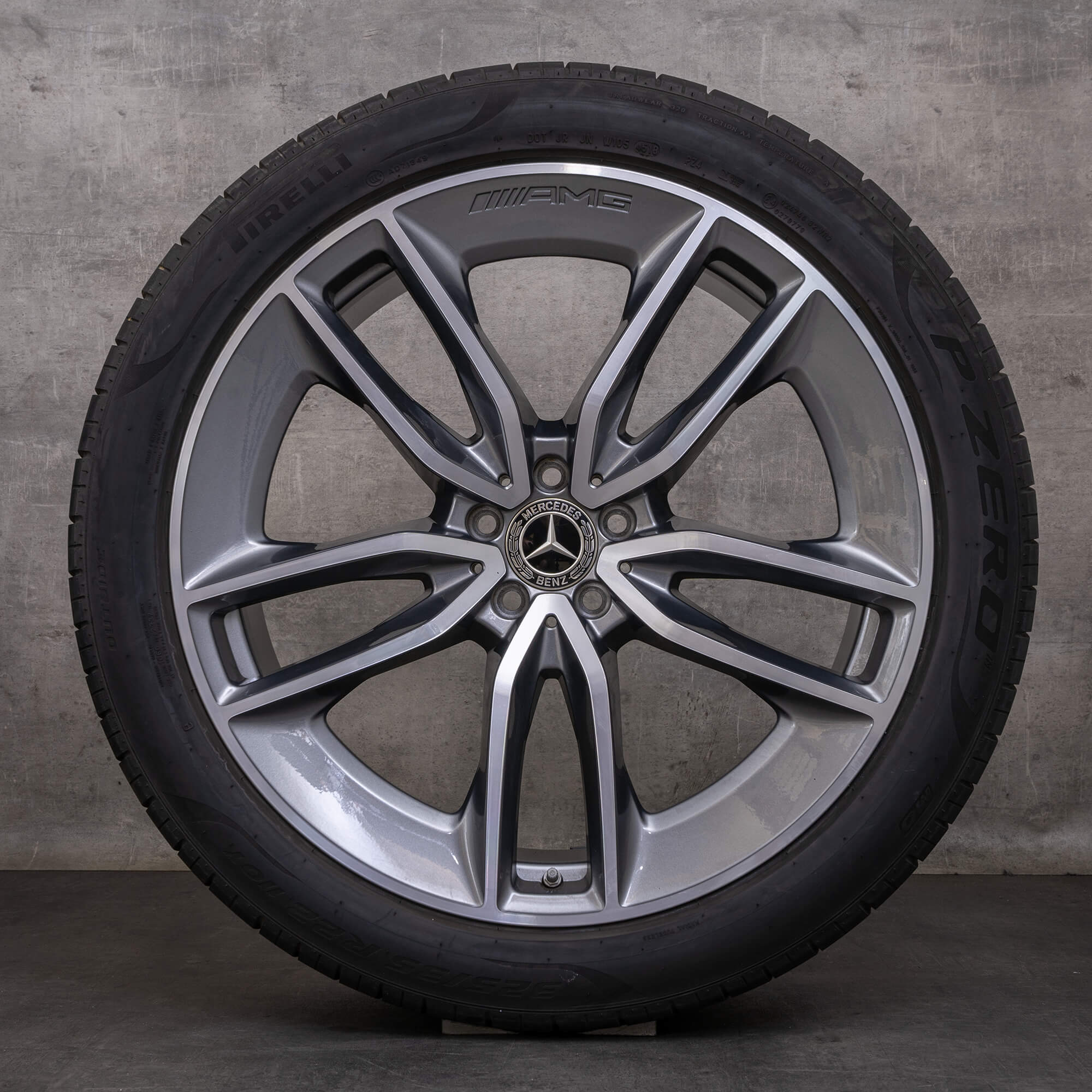 Original Mercedes Benz GLE AMG Winterräder 22 Zoll C167 V167 Felgen A1674013600 A1674013700 himalaya grey glanzgedreht