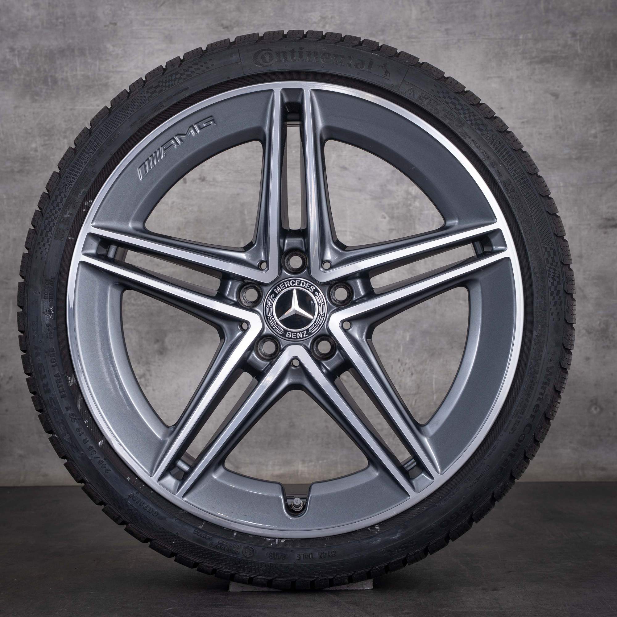 Originale Mercedes-Benz A-Klasse A 45 CLA 45 AMG vinterhjul 19 tommer W177 X118 C118 fælge A1774012300 himalaya grey foran diamond cut