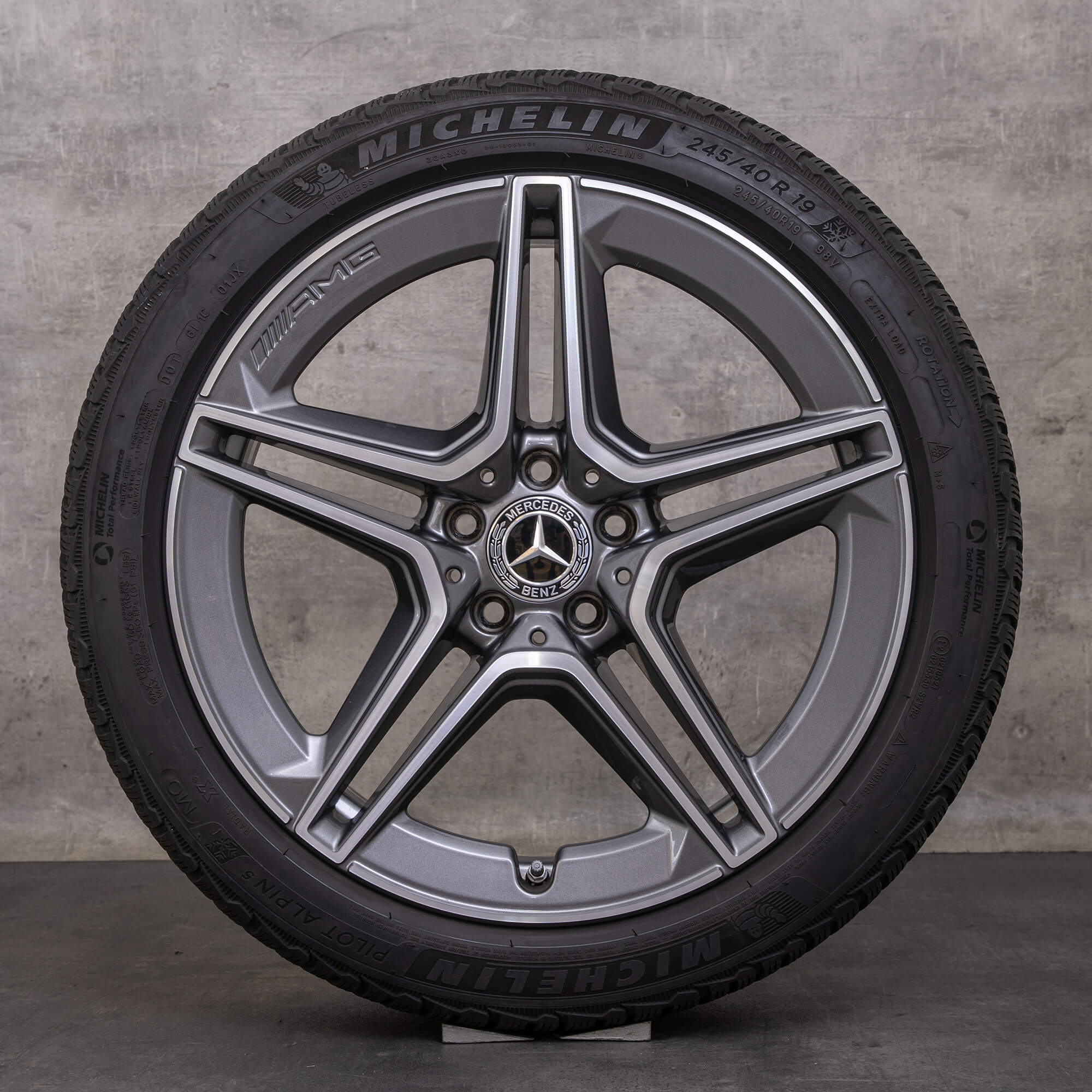 Original Mercedes Benz CLS 53 AMG 4Matic vinterhjul 19 tum C257 fälgar / fälg A2574013000 A2574011500 himalaya grå glansig svarvad