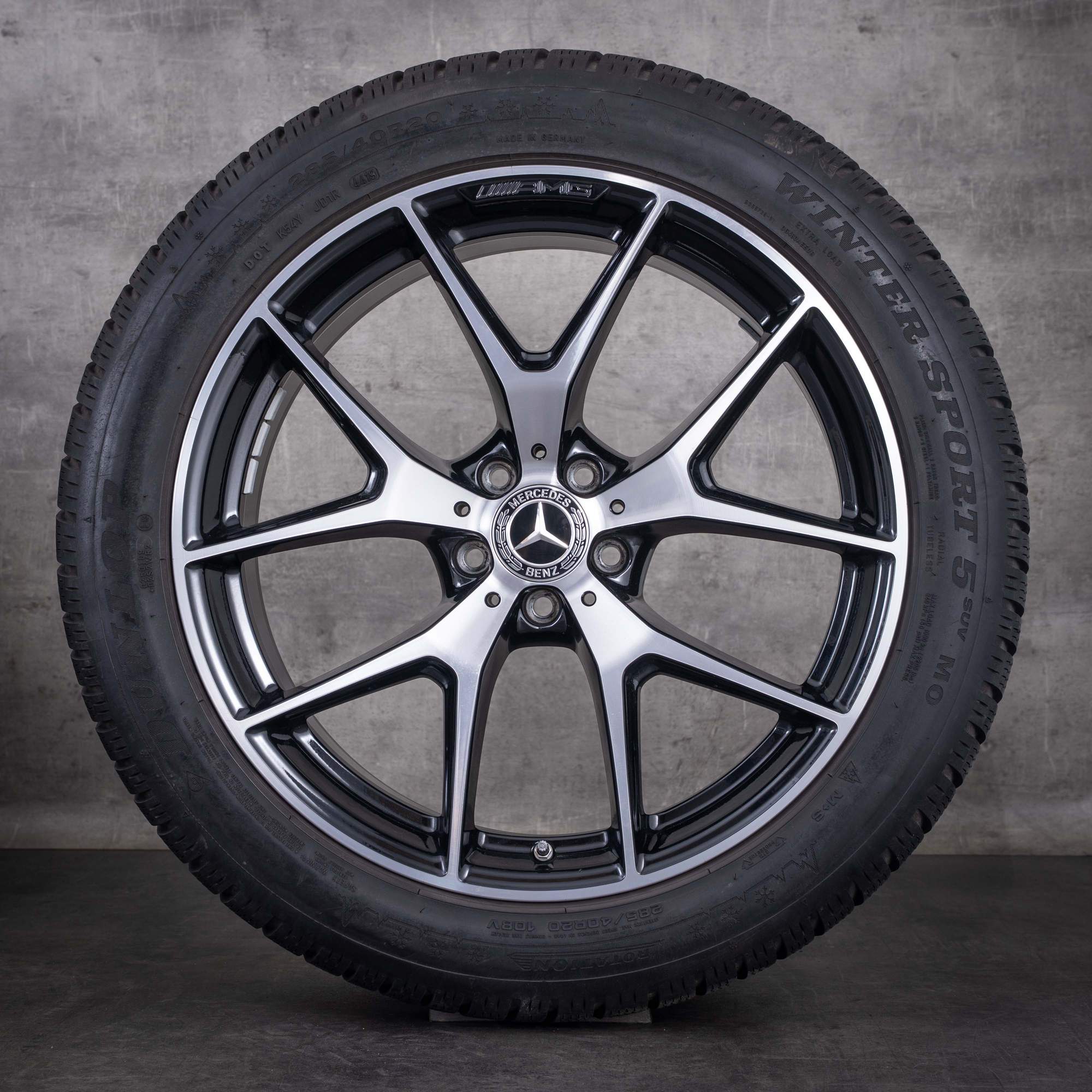 Roues hiver d'origine Mercedes-Benz GLC & 43 AMG 20 pouces X253 C253 références A2534015500 et A2534015600 noires face avant diamantée