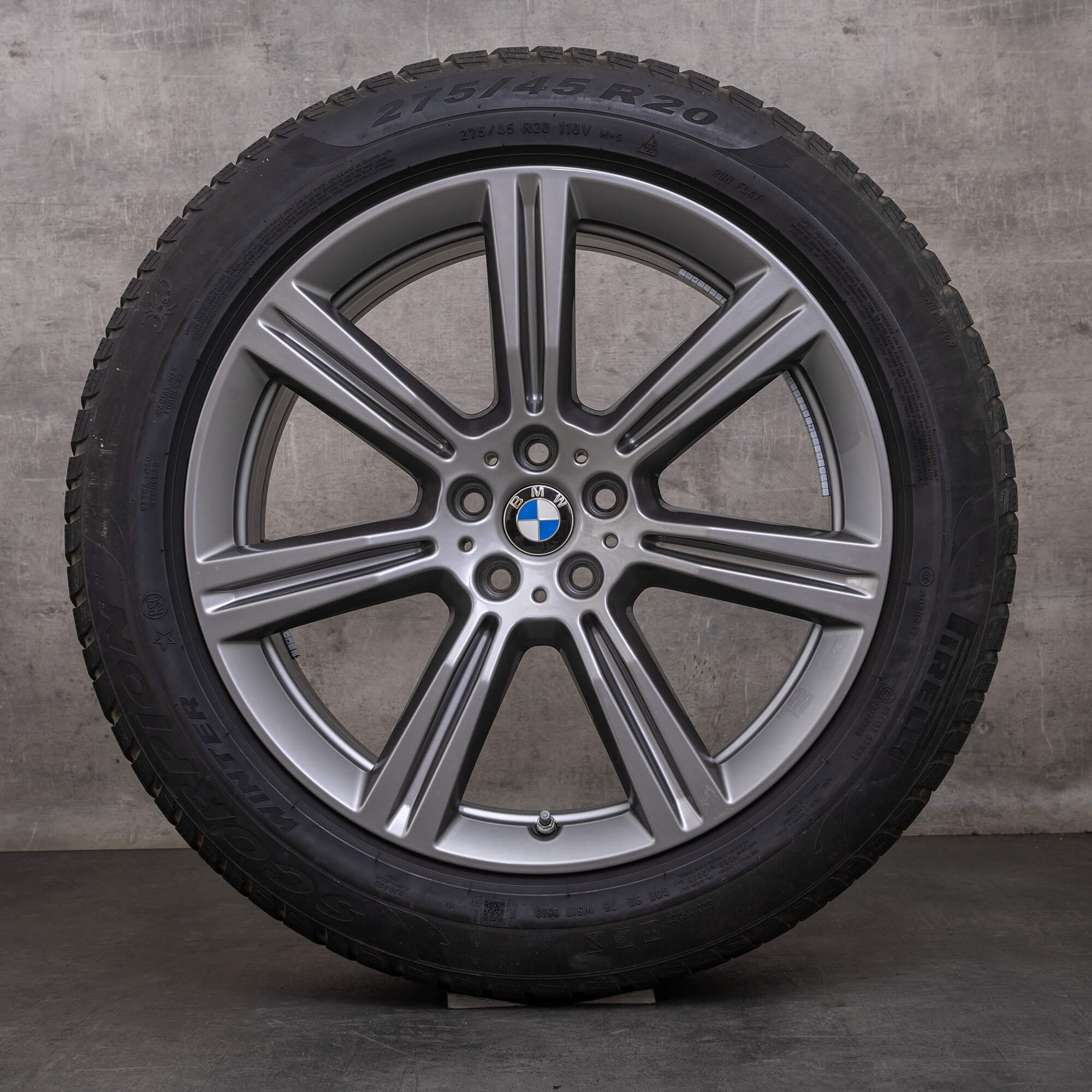 Originais BMW X5 X6 jantes e pneus inverno 20 polegadas G05 G06 styling 736 6883753 cinzento férrico brilho