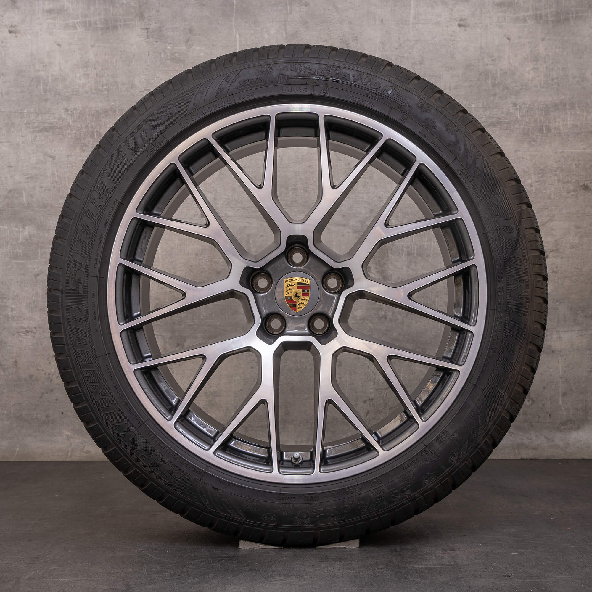 Anvelope de iarnă originale Porsche Macan 20 inch I & II jante RS Spyder 95B601025DS 95B601025DT titan Lucios