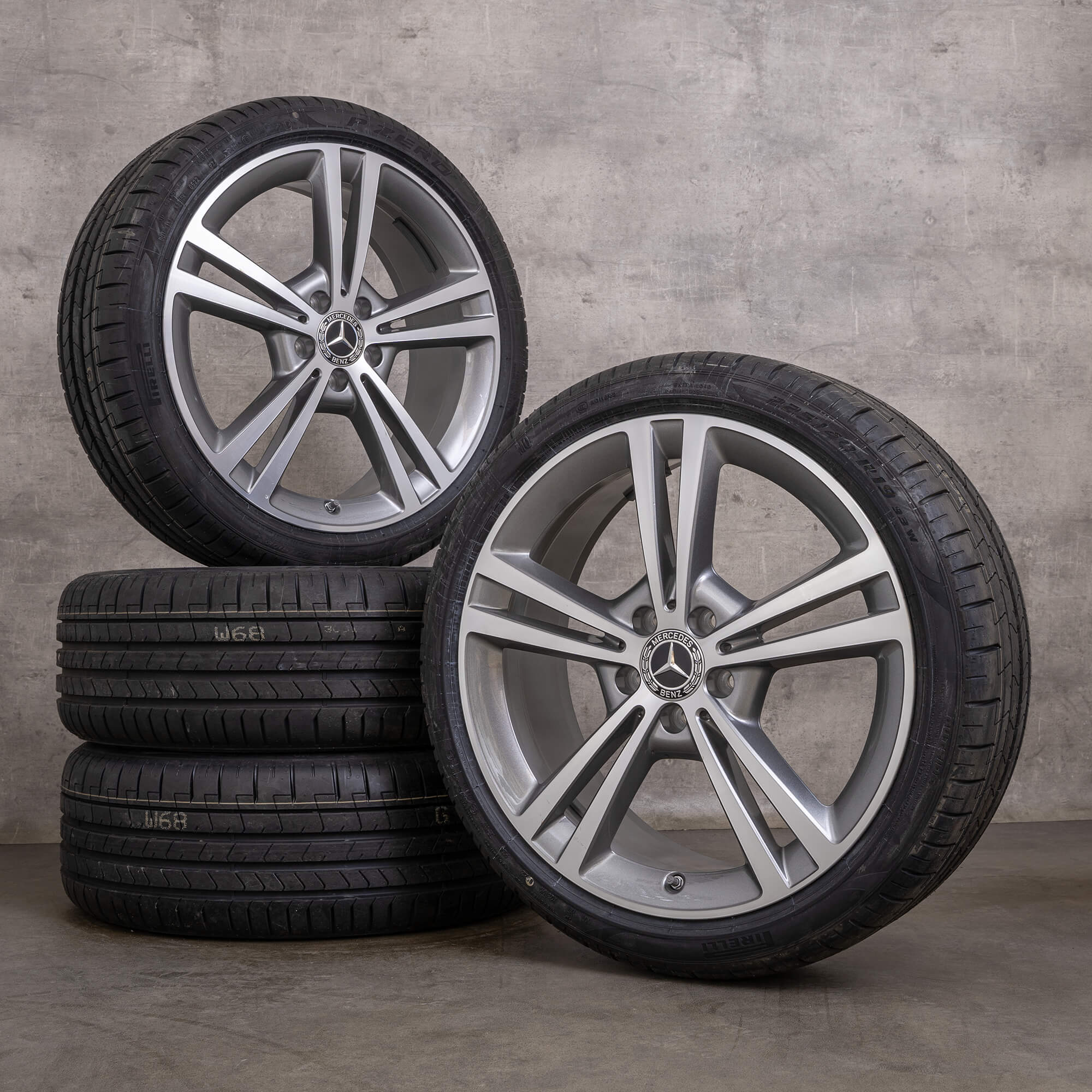 Orijinal Mercedes Benz A B Sınıfı CLA jantlar 19 inç W177 V177 W247 C118 X118 yaz jantları A1774010800 himalaya gri parlak tornalanmış