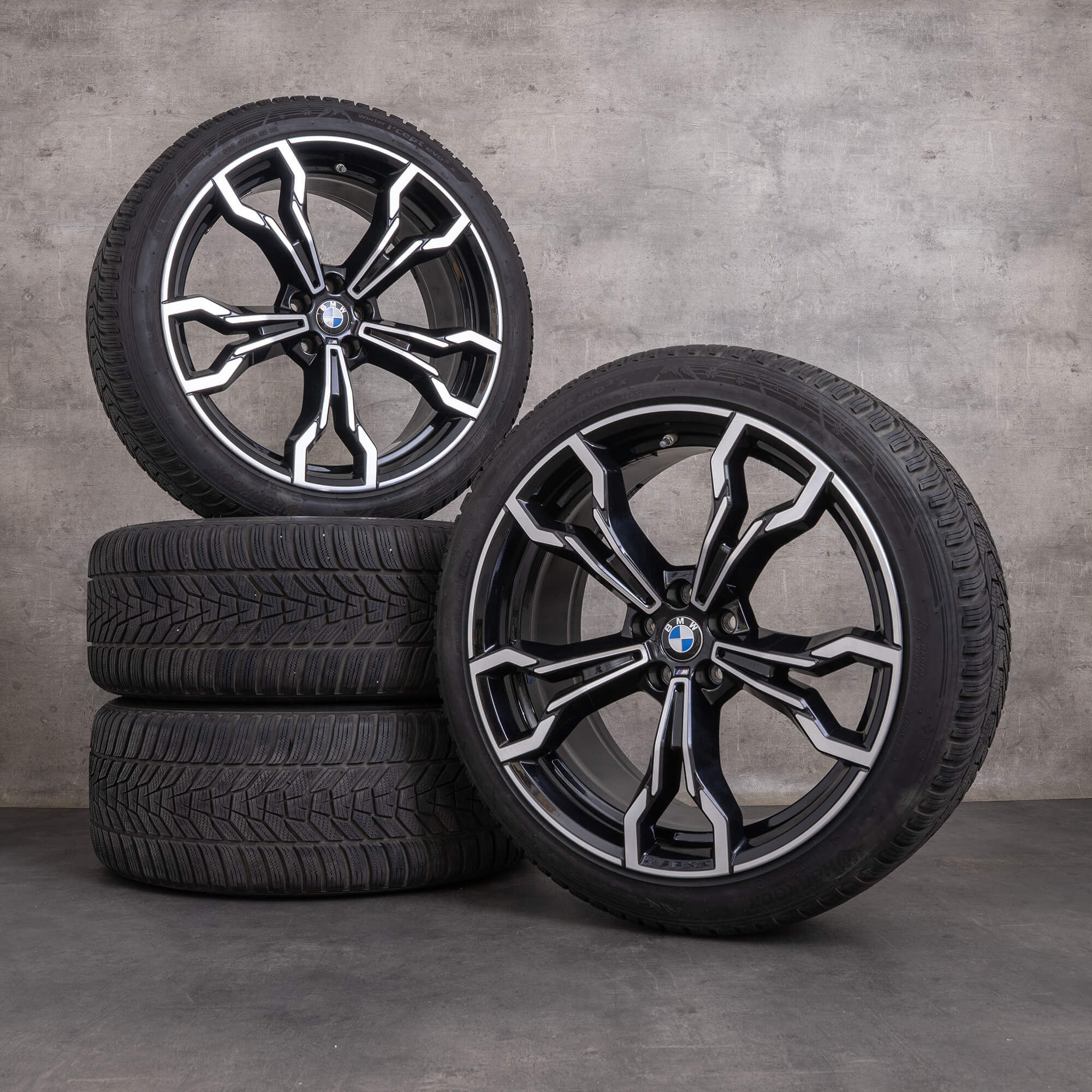 Originais BMW X3M X4M jantes e pneus inverno 21 polegadas F97 F98 estilo 765 M 8060041 8060042 preto brilhante virado