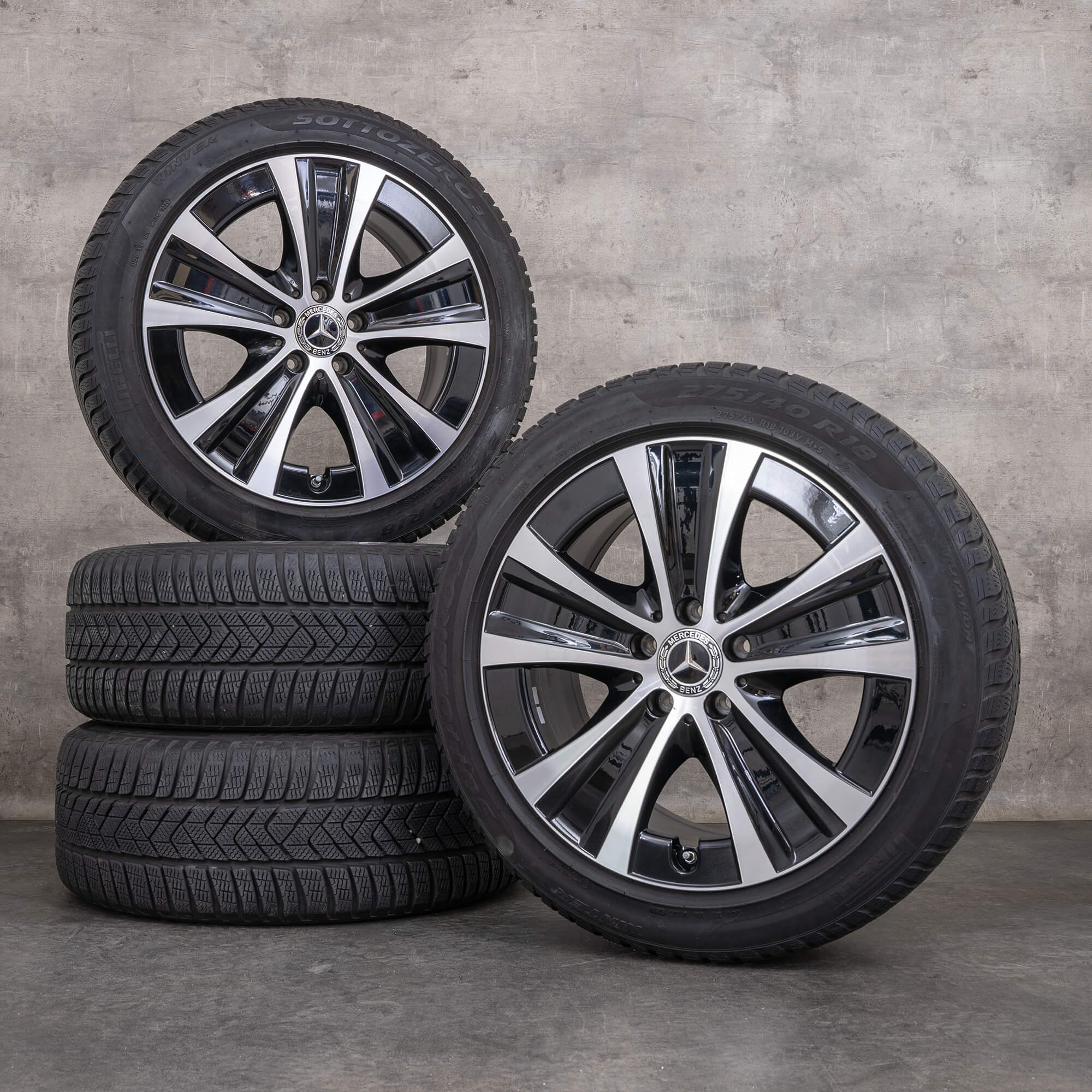Alkuperäiset Mercedes Benz E-sarjan talvirenkaat 18 tuuman W213 S213 C238 A238 vanteet A2134013700 A2134015300 musta kiillotettu käännetty