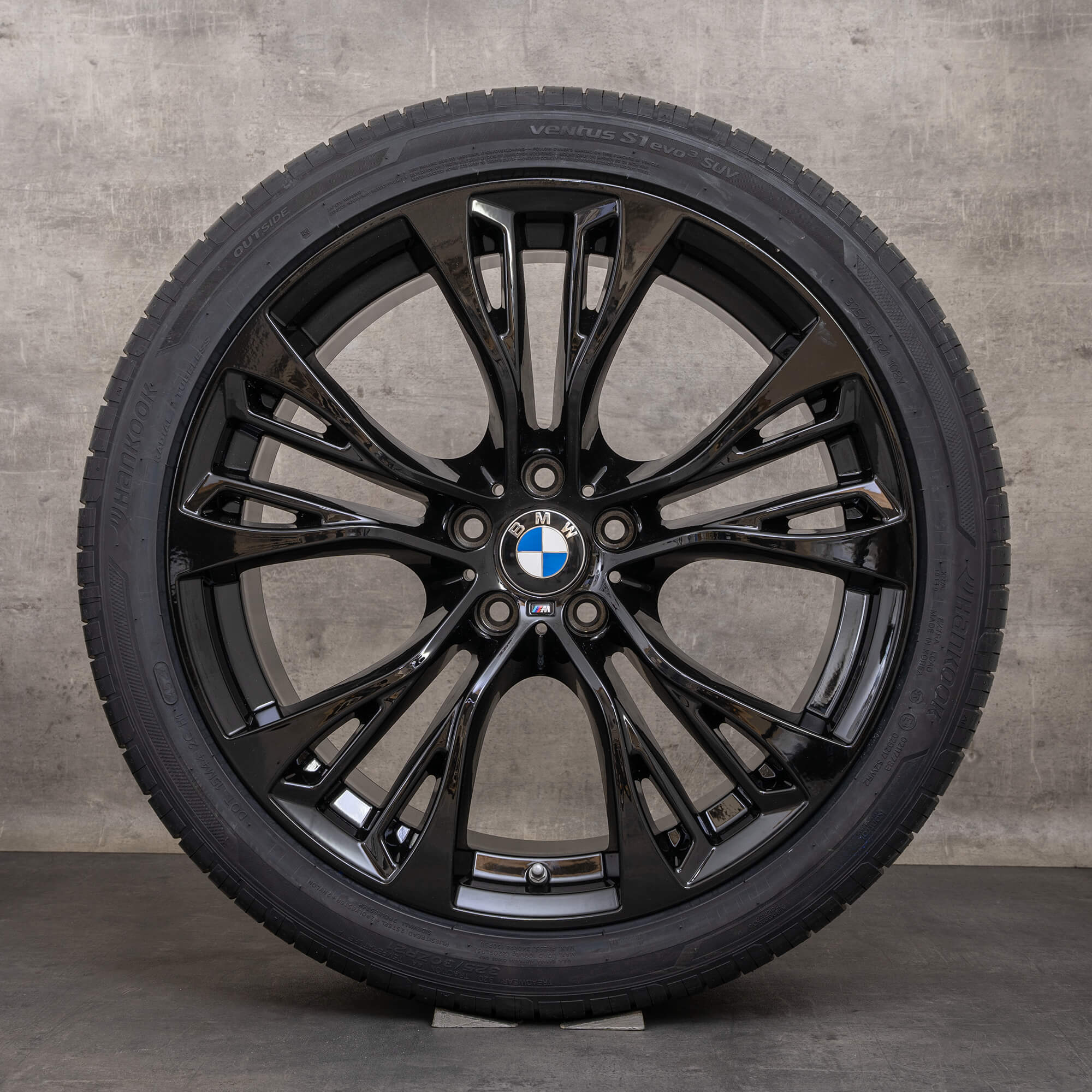 Original BMW X5 X6 jante 21 inch E70 F15 E71 F16 stil roți de vară 599 M 6859423 6859424 negru lucios
