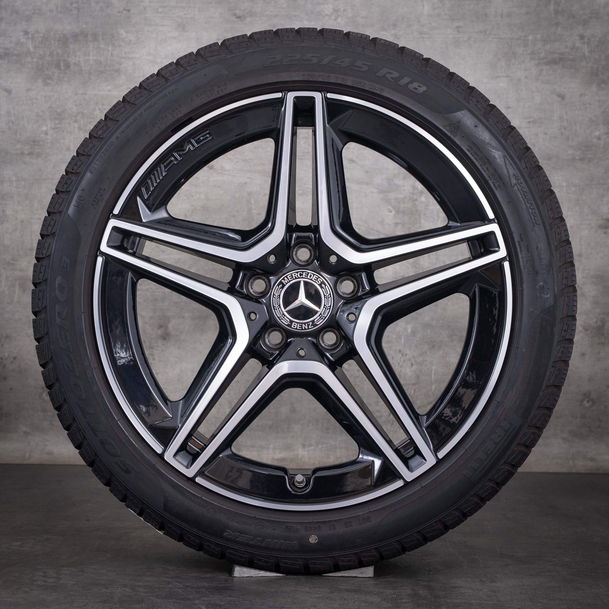 Original Mercedes Benz A B Klasse CLA AMG Winterräder 18 Zoll W177 V177 W247 X118 C118 Felgen A1774011500 schwarz glanzgedreht