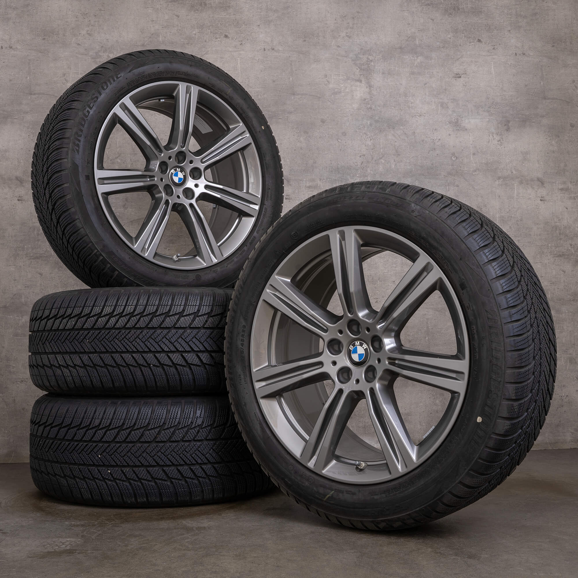 Original BMW X5 X6 vinterhjul 20 tommer G05 G06 fælge styling 736 6883753 jerngrå
