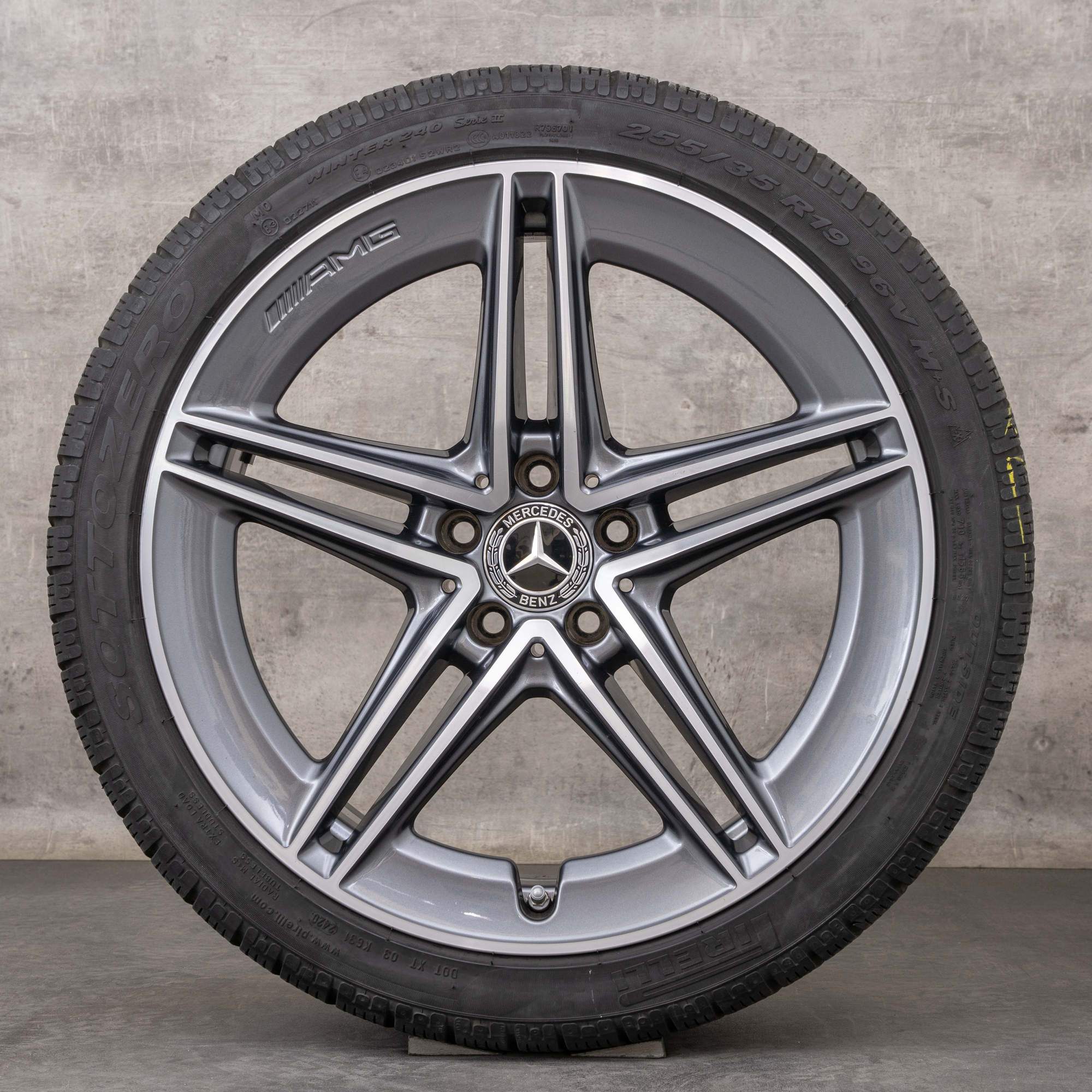 Originale Mercedes Benz C-Class C63 & S AMG Anvelope de iarnă 19 inch C205 A205 jante A2054012001 A20540121 himalaya grey Lucios
