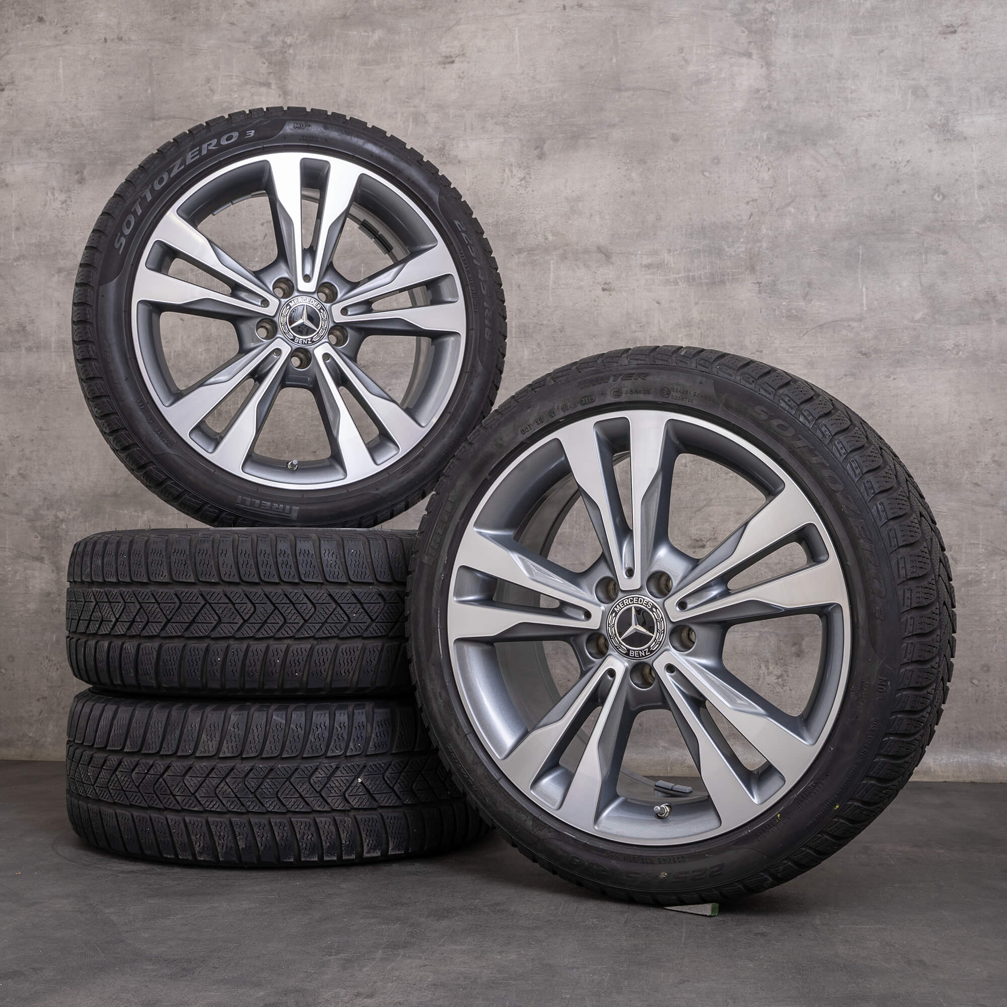 Jantes de inverno genuínas Mercedes Benz Classe C 18 polegadas W205 S205 C205 A205 jantes A2054012802 himalaia cinzento brilhante torneado