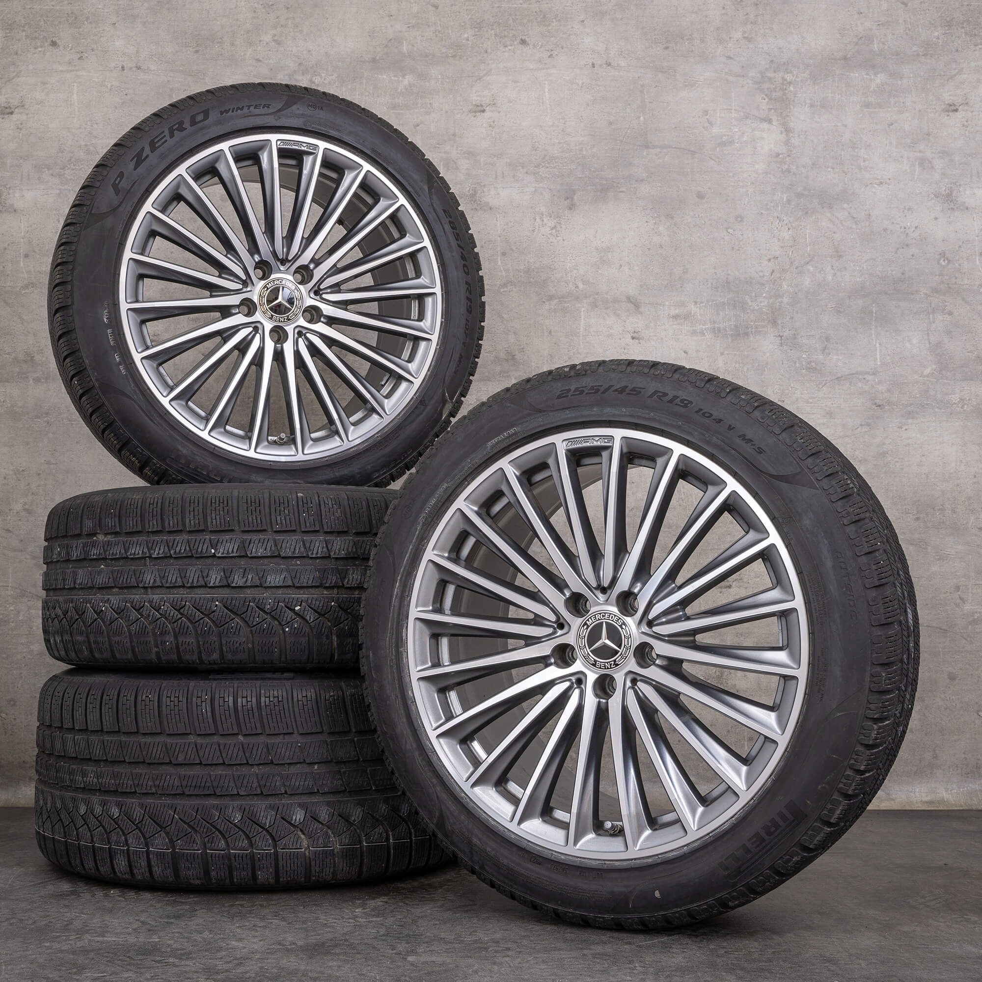 Alkuperäiset Mercedes Benz SL 43 55 AMG talvirenkaat 19 tuuman R232 4Matic vanteet A2324011900 A2324012000 Titaaninharmaa Kiillotettu