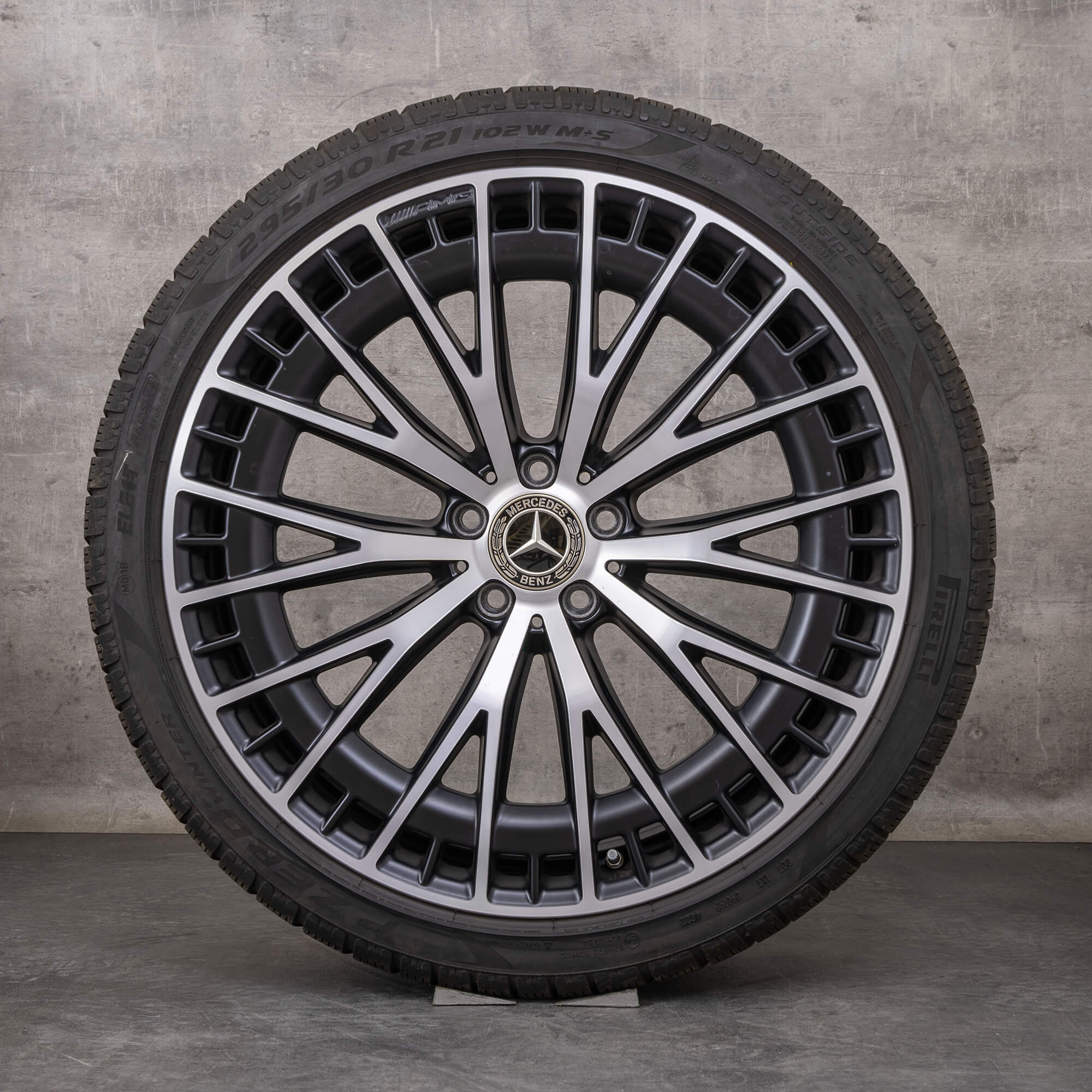 Oryginalne koła zimowe Mercedes Benz EQE 43 53 AMG 21 cali V295 4Matic Felgi A2954012900 A2954013000 czarny mat Polerowane