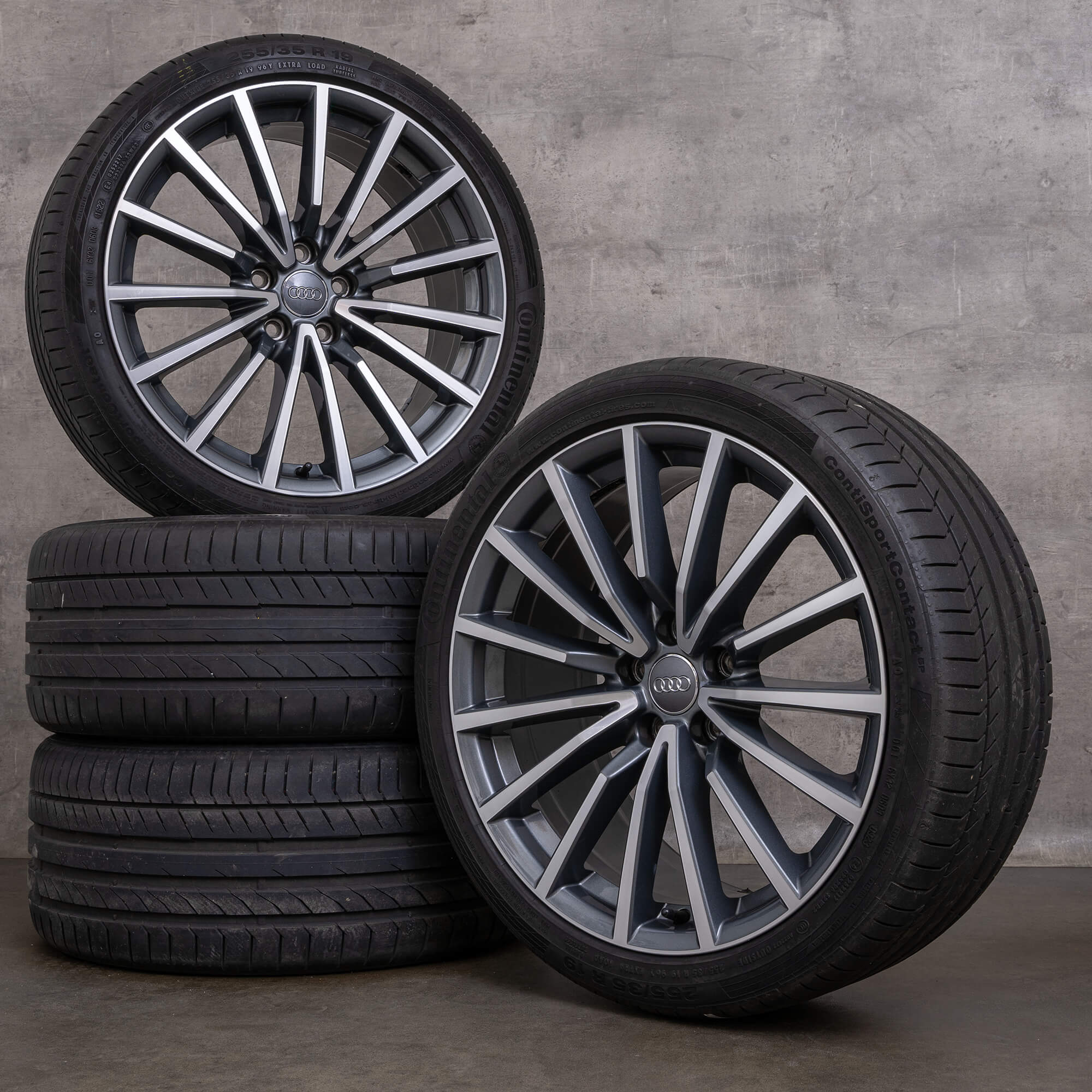 OEM Audi A5 S5 rims 19 inch 8W B9 F5 summer wheels 8W0601025AN anthracite glossy turned