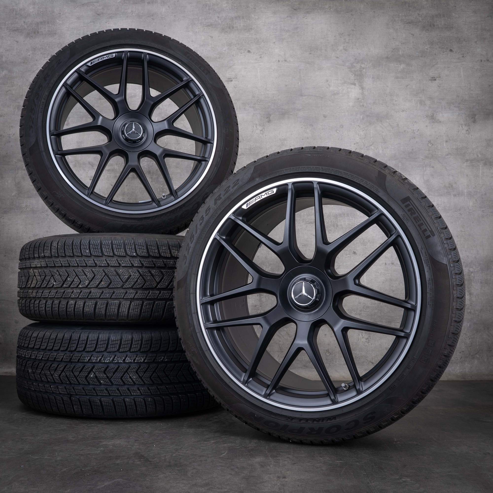 Alkuperäiset Mercedes Benz GLE 53 63 AMG talvirenkaat 22 tuumaa X167 C167 Hybridit-vanteet A1674015601 A1674015701 musta matta kiillotettu