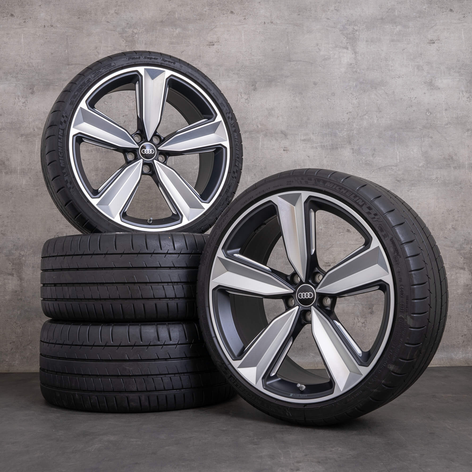 OEM Audi RS4 RS5 rims 20 inch B9 8W F5 summer wheels 8W0601025CS Peak black matt glossy turned