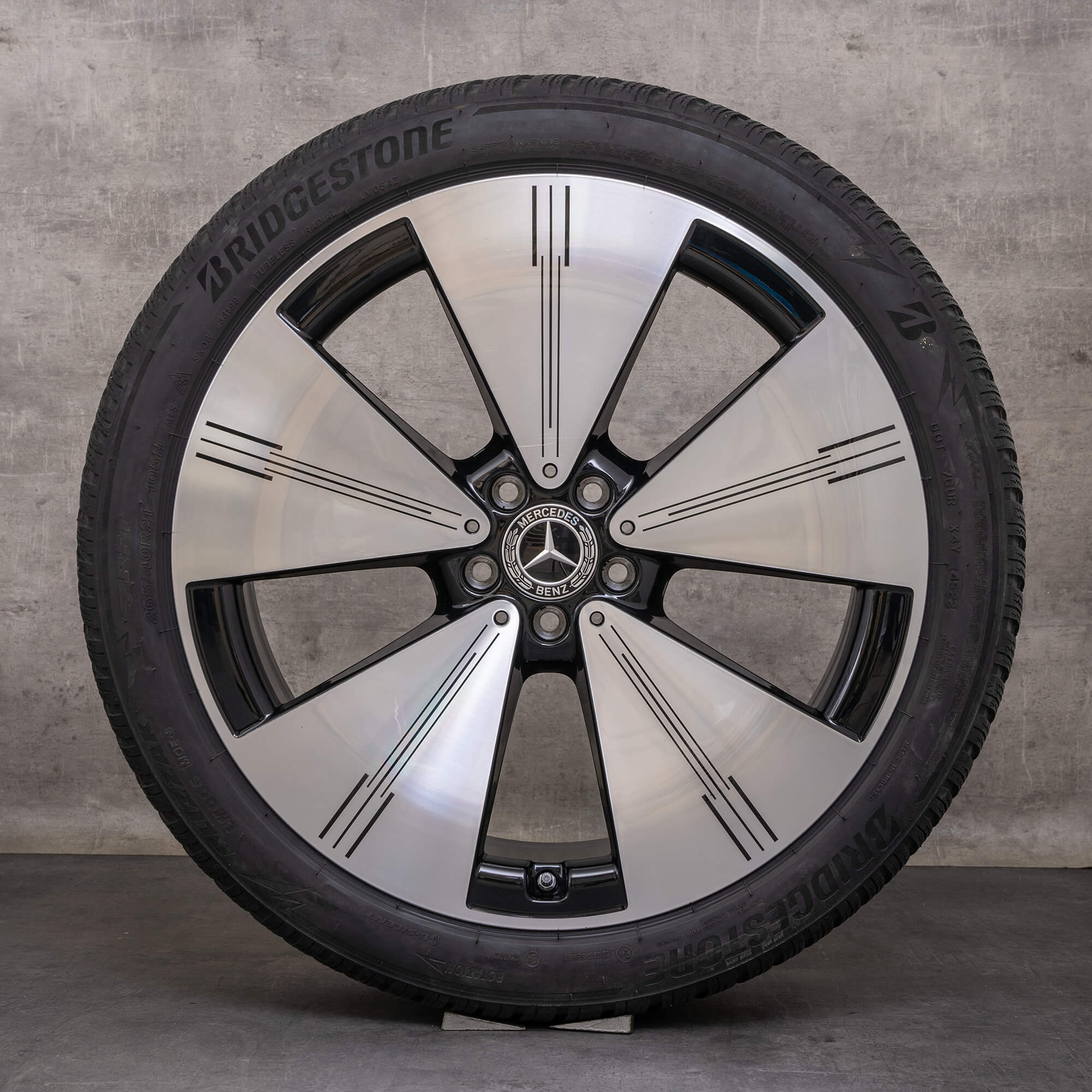 Original Mercedes Benz EQS Winterrder 21 pulgadas V297 llantas A2974011100 negro brillante torneado