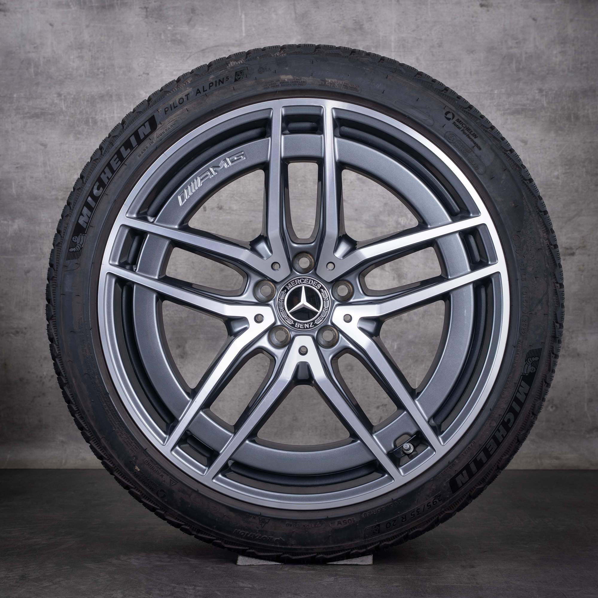 Original AMG Mercedes Benz SL Winterräder 20 Zoll 43 55 63 R232 Felgen A2324012100 A2324012200 himalaya grey glanzgedreht